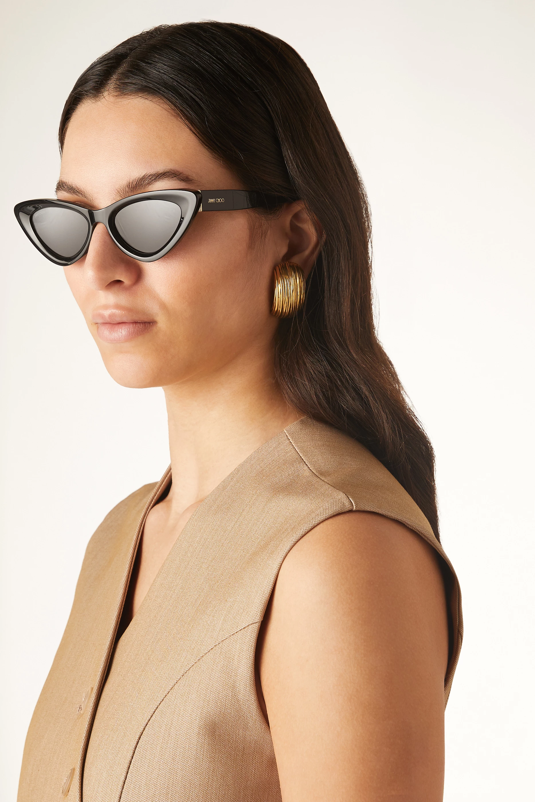 Buy Jimmy Choo Black Addy Cat Eye Sunglasses in Acetate For Women Online Ounass UAE