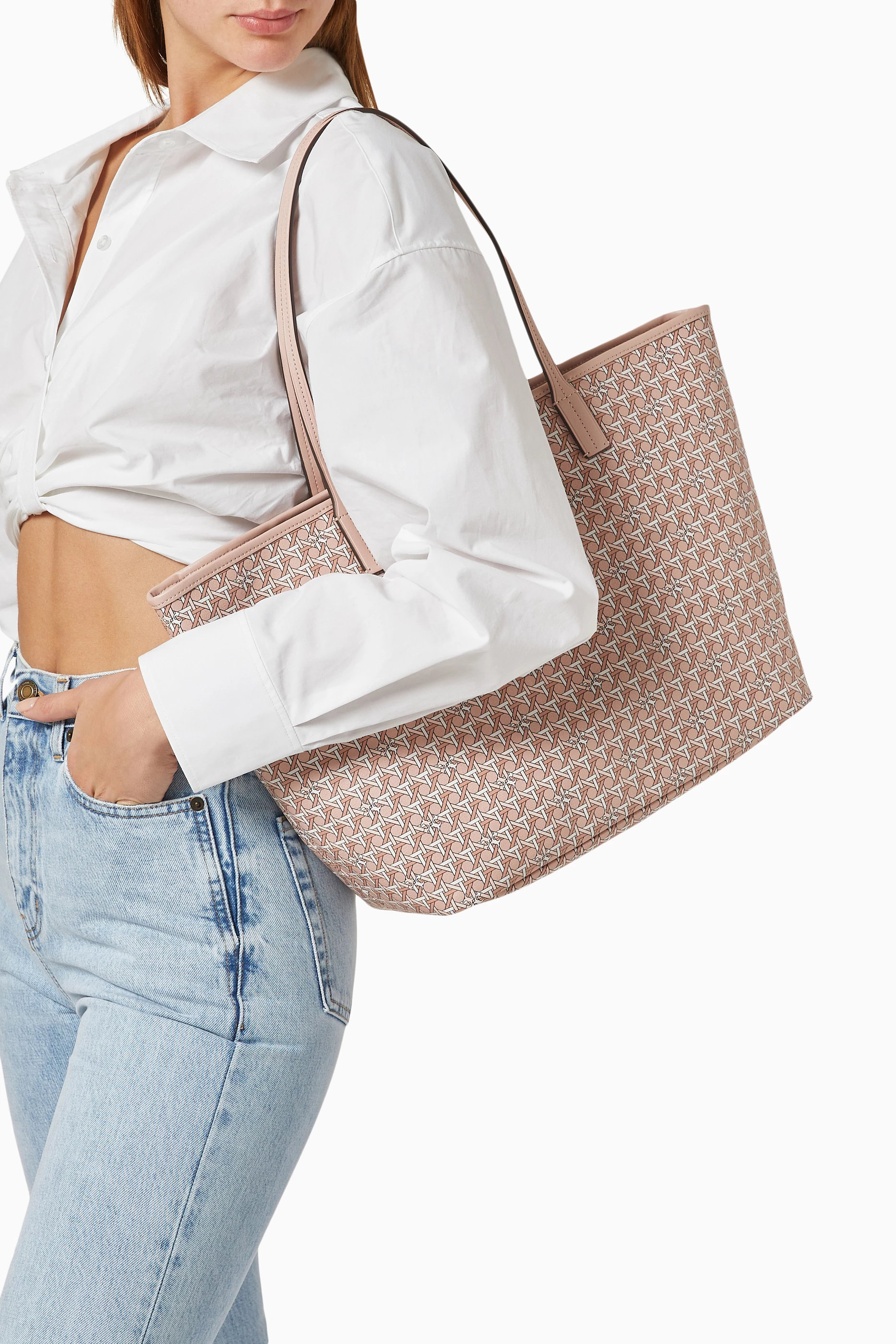 Buy Tory Burch Pink Ever ready Zip Tote Bag in Coated canvas For Women Online Ounass UAE