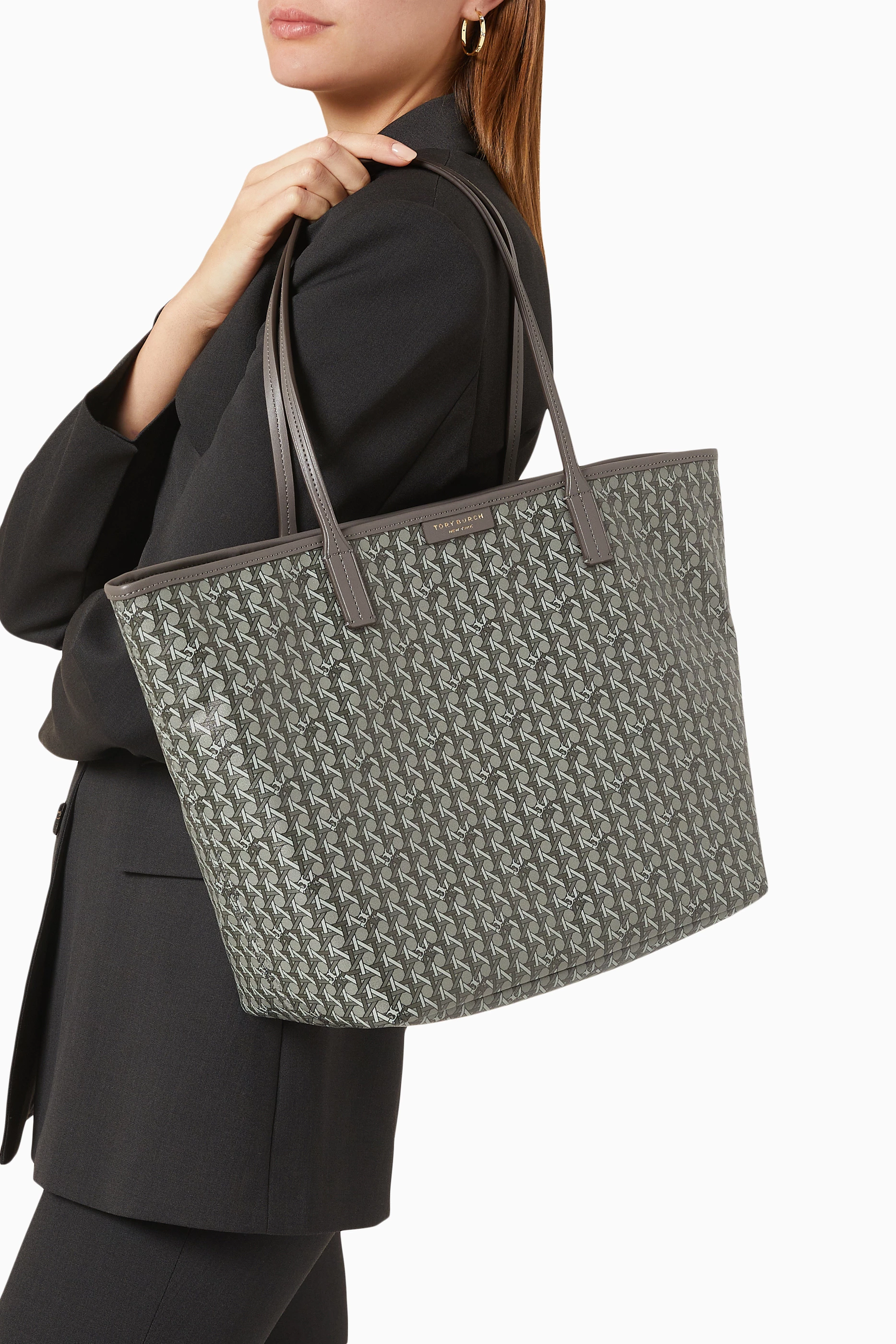 Buy Tory Burch Grey Ever ready Zip Tote Bag in Coated canvas For Women Online Ounass UAE