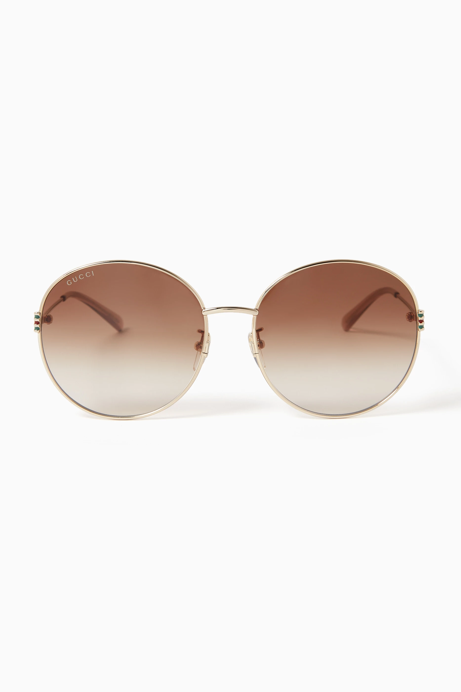 Buy Gucci Gold Round Sunglasses in Metal For Women Online Ounass UAE