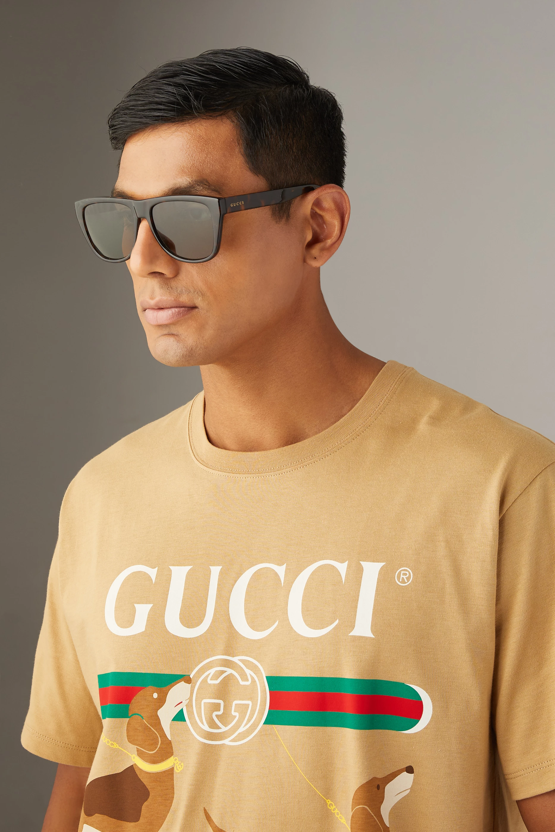 Buy Gucci Brown Logo Havana Sunglasses For Men Online Ounass UAE