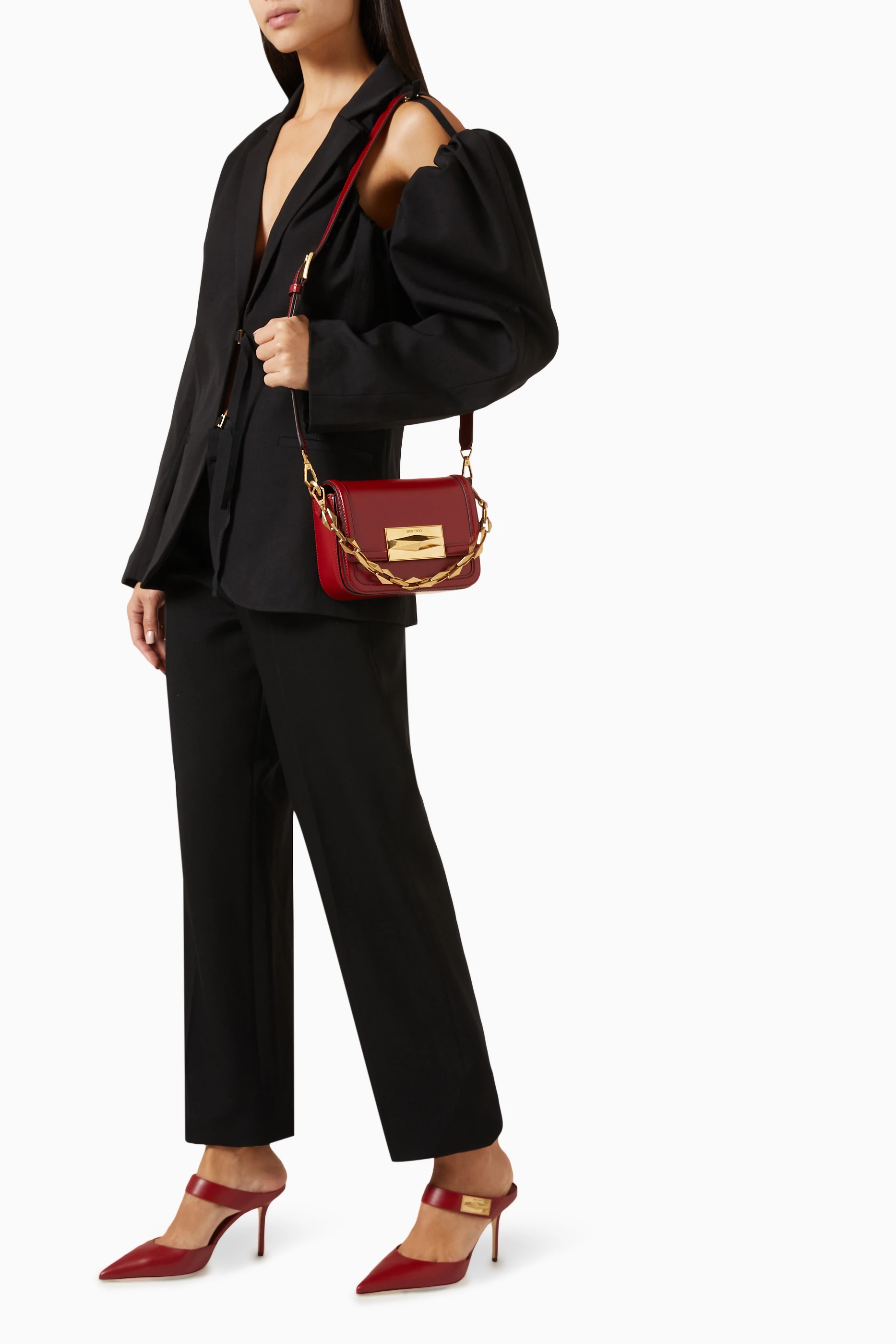 Buy Jimmy Choo Red Diamond Crossbody Bag in Leather For