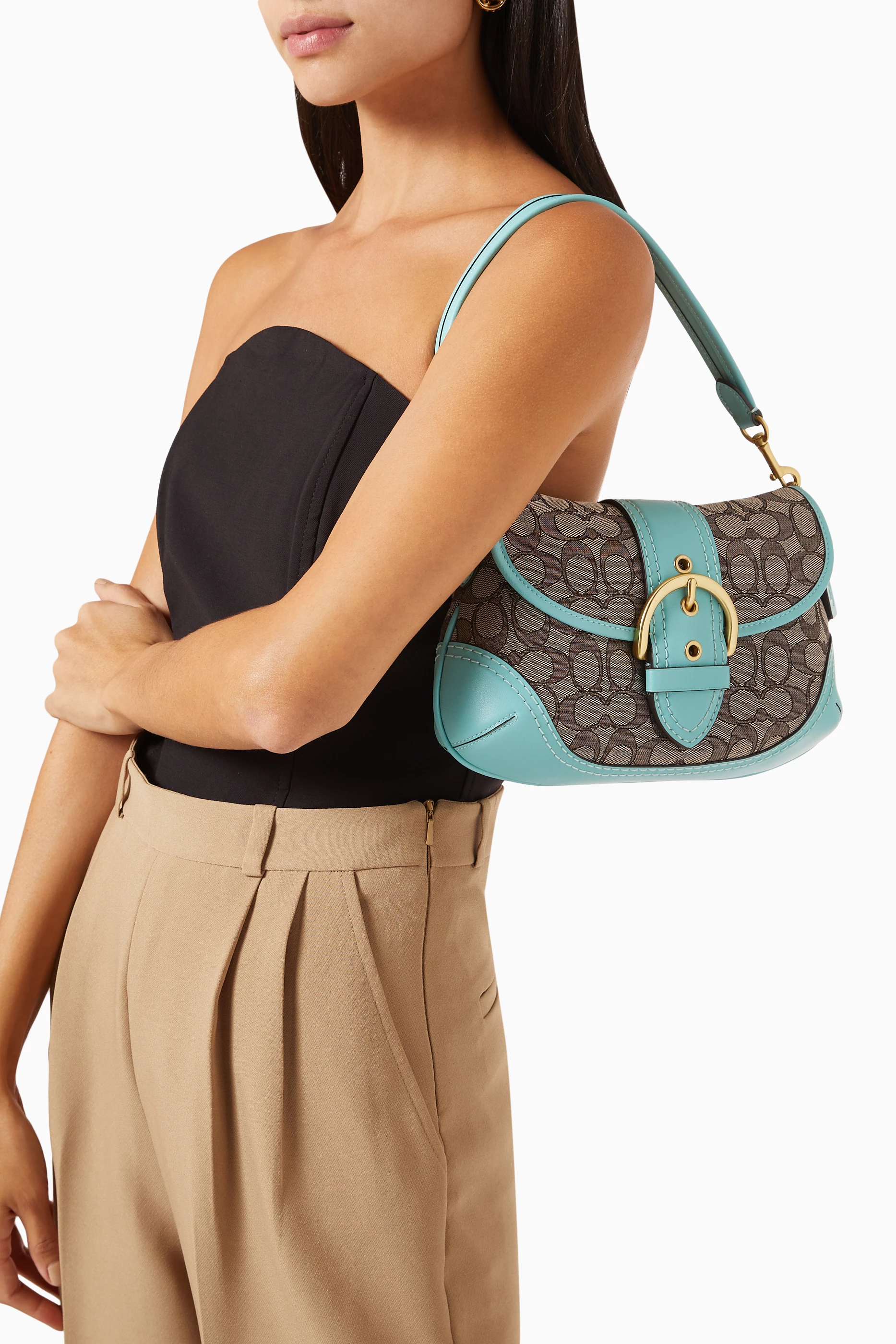 バッグ coach soho shoulder hand bag signature Soho Signature Jacquard Top Handle Shoulder Bag