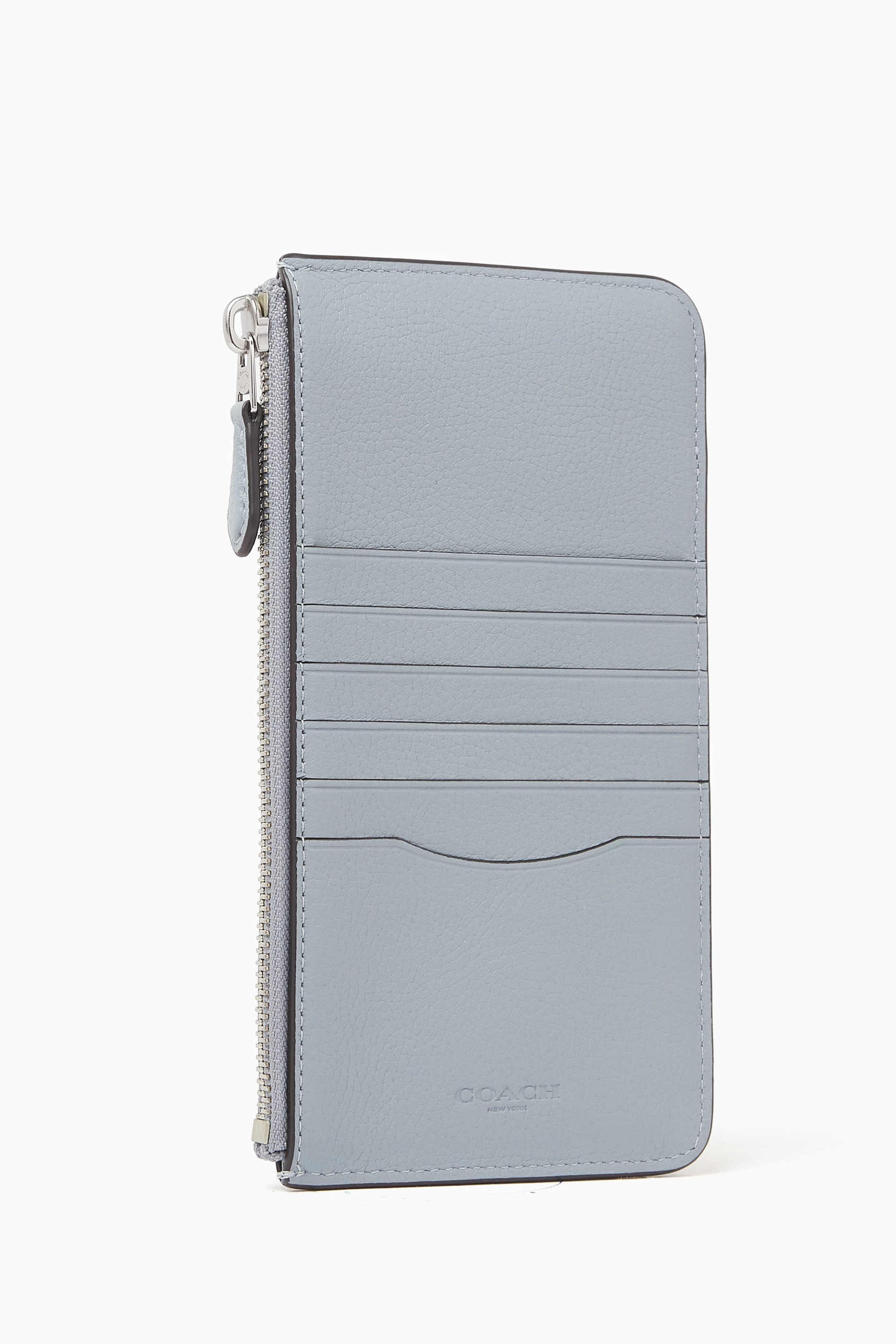 Buy Coach Grey Essential Phone Wallet in Pebble Leather For Women
