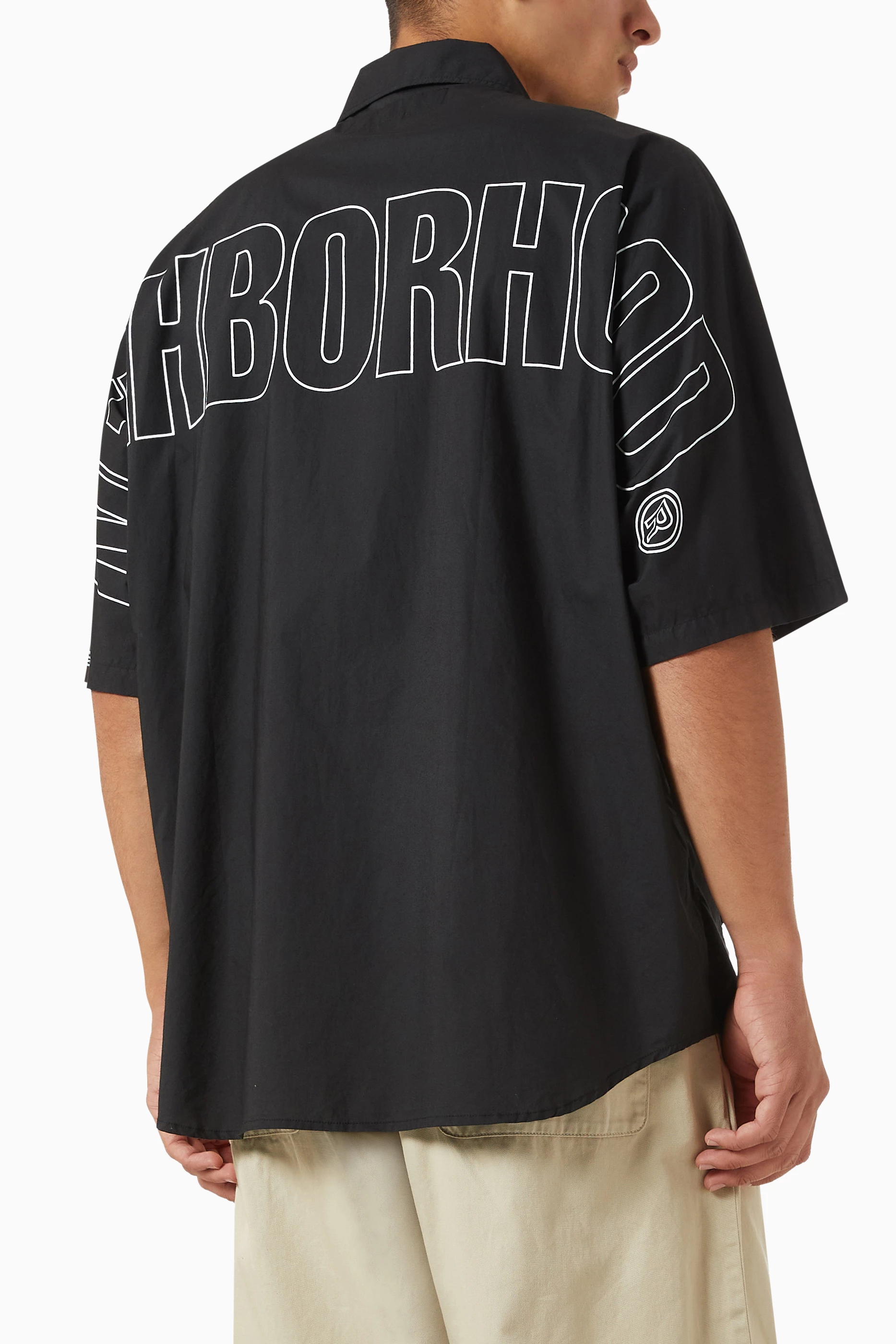 Buy Neighborhood Black Dolman Sleeve Shirt in Cotton For Men 