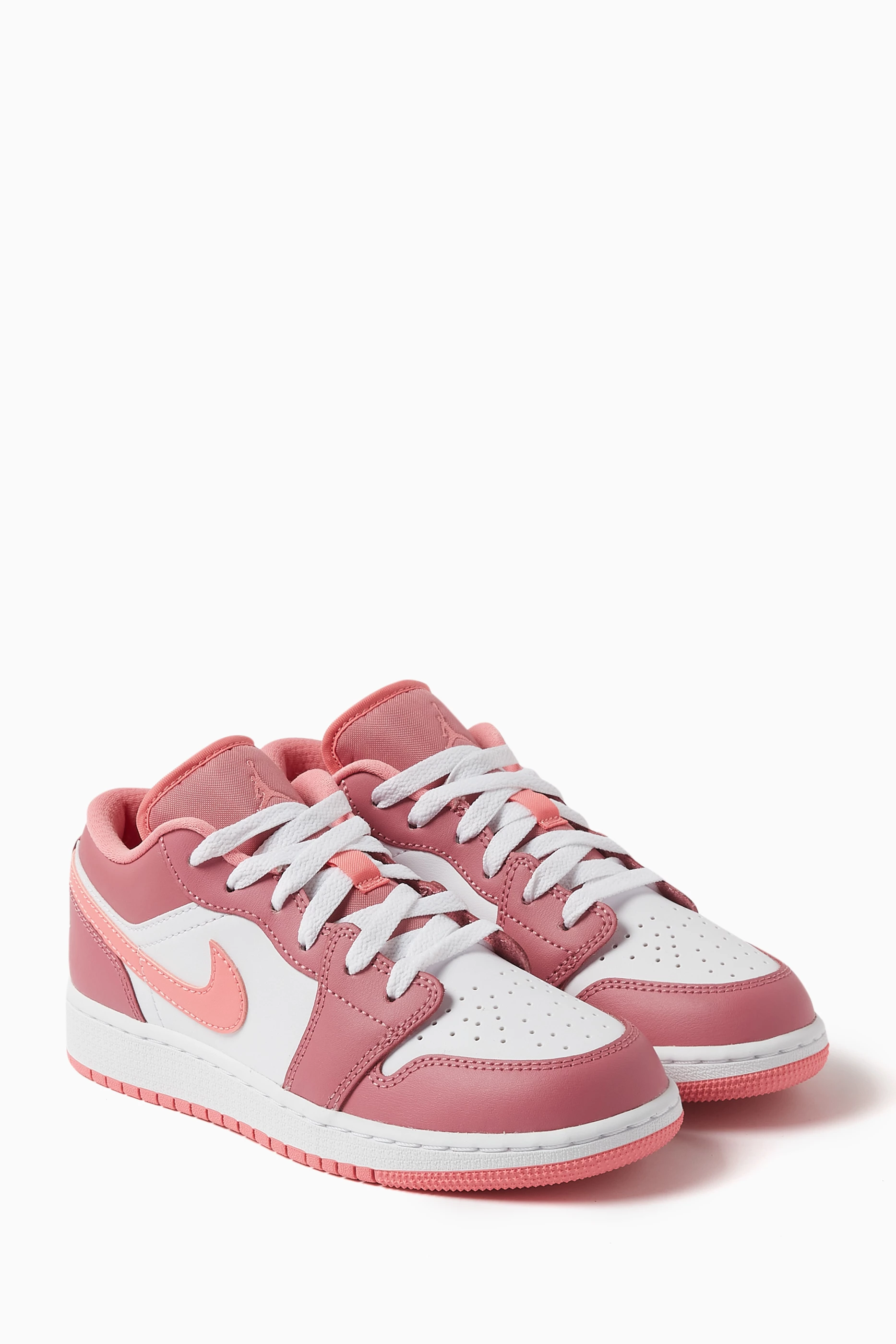 Buy Nike Pink Air Jordan 1 Low top Sneakers in Leather For Girls Online Ounass UAE