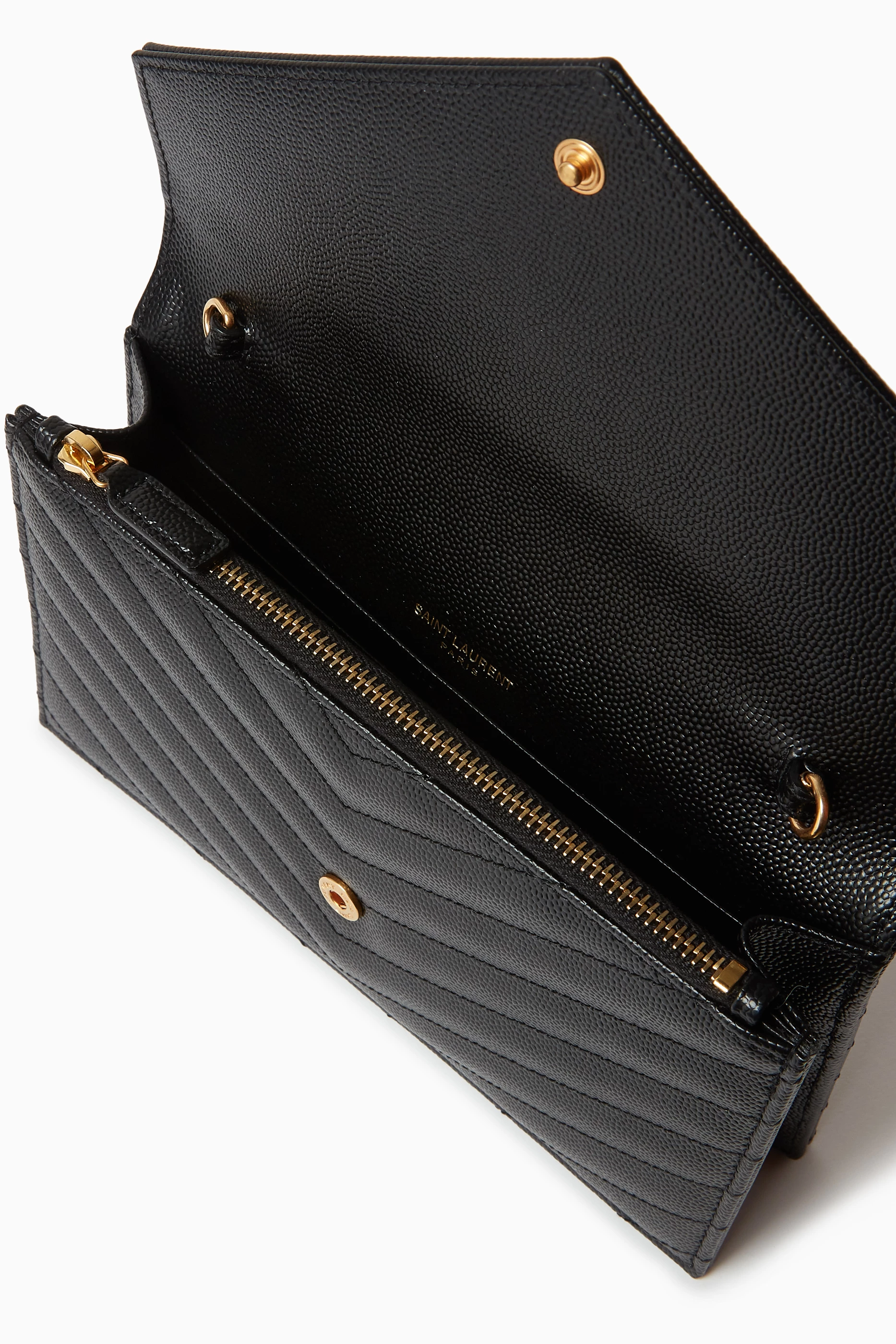Ysl quilted wallet on chain new arrivals