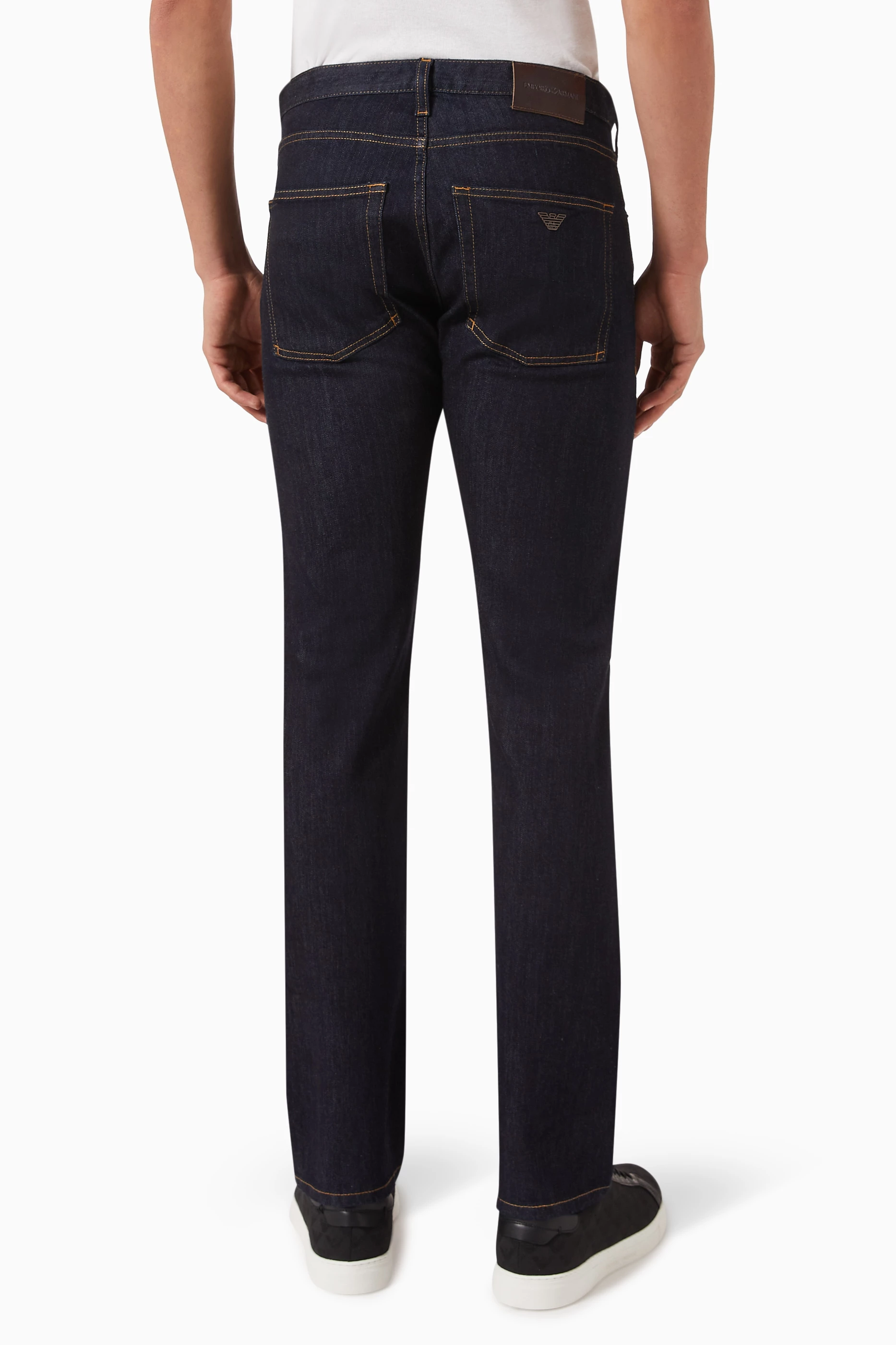 Buy Emporio Armani Blue Regular Fit Jeans in Denim For Men Online Ounass UAE