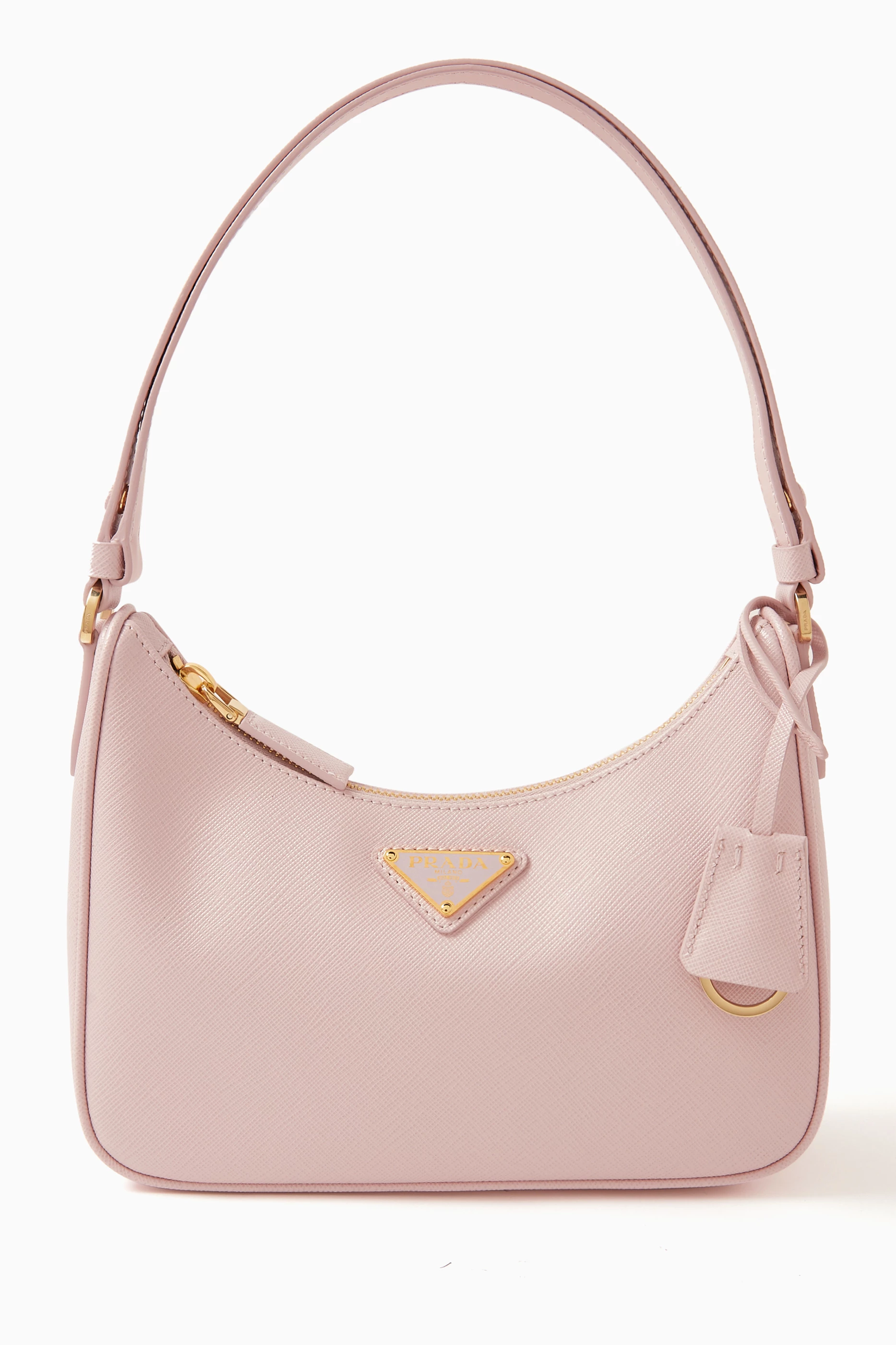 Buy Prada Pink Small Logo Shoulder Bag in Saffiano Leather For Women Online Ounass UAE