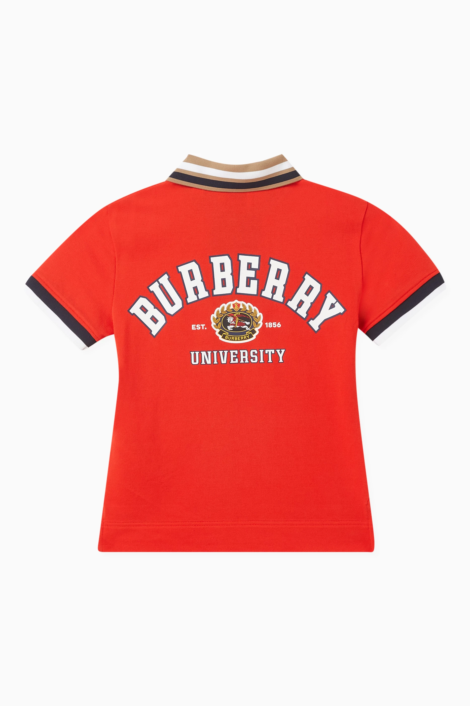 Buy Burberry Red Logo-print Polo Shirt in Cotton For Boys Online