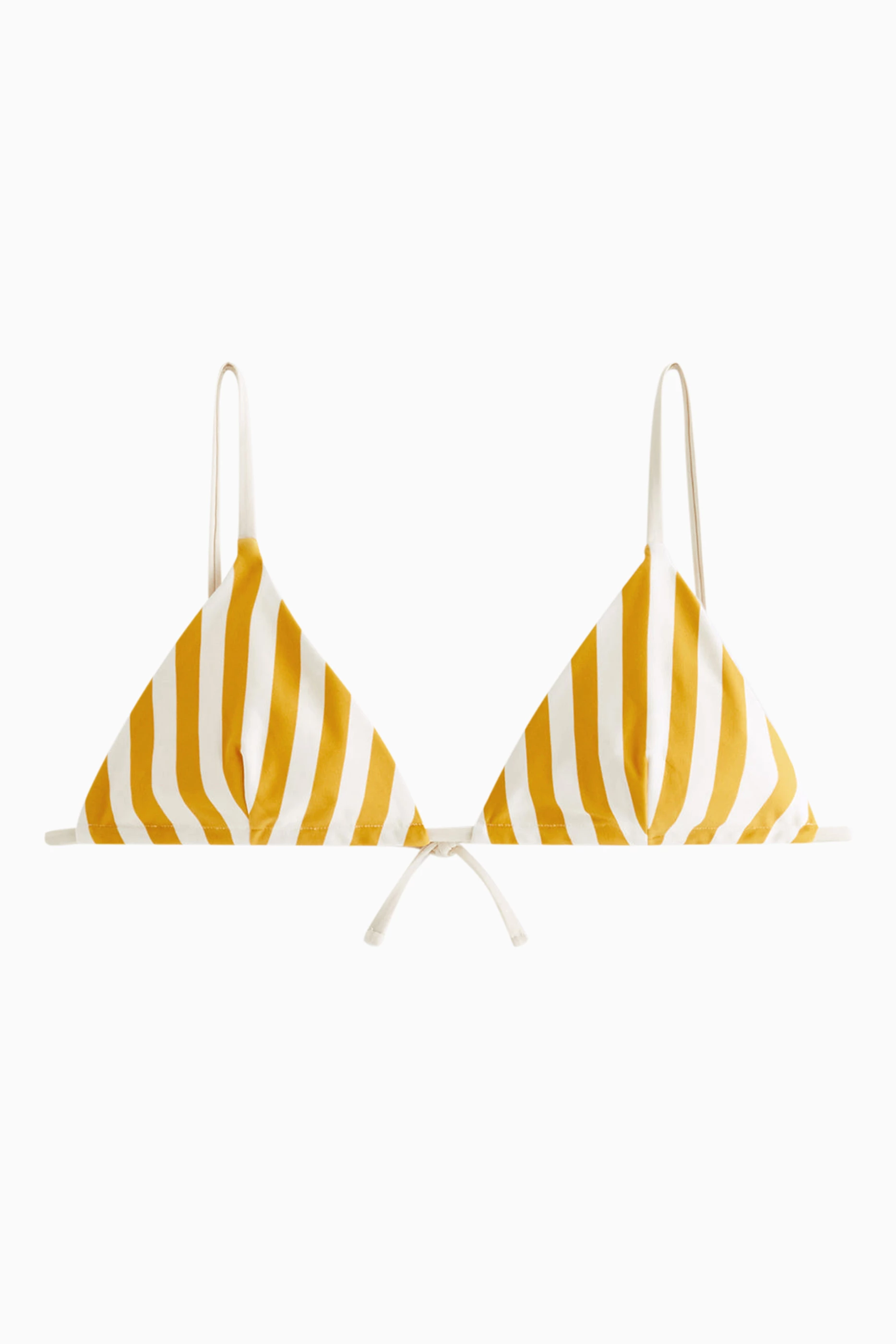 Yellow and white striped bikini top cheap