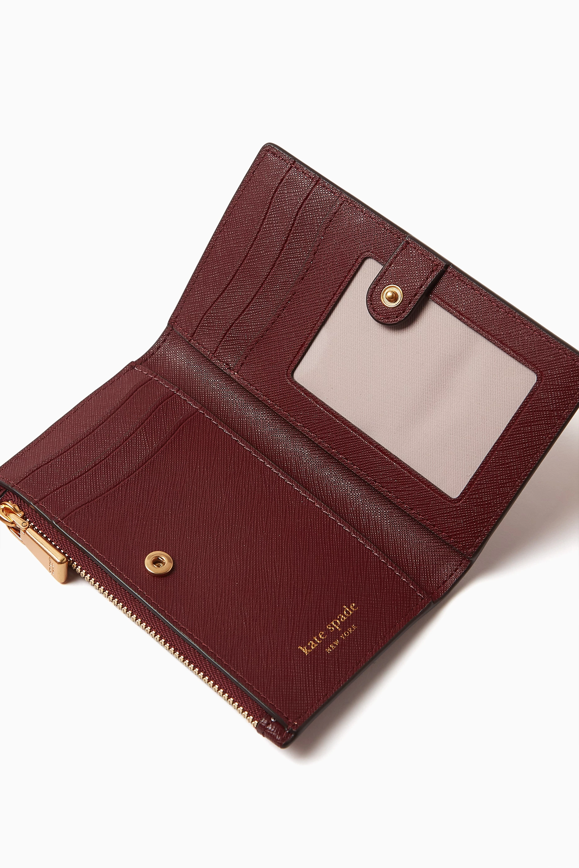 Buy Kate Spade New York Burgundy Small Morgan Slim Bifold Wallet in Leather For Women Online Ounass UAE