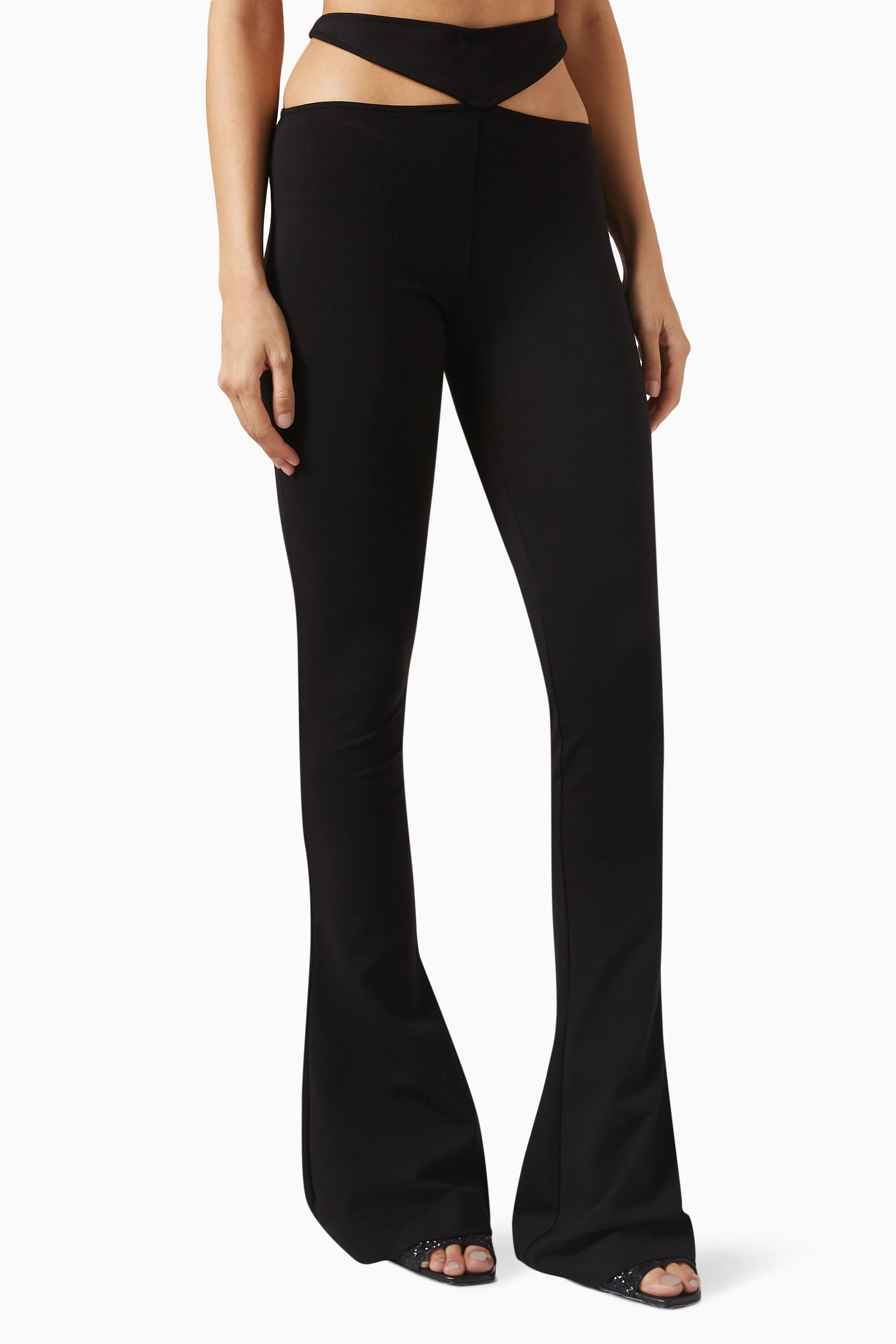 Buy The Attico Black Remi Cut-out Pants in Techno-jersey For