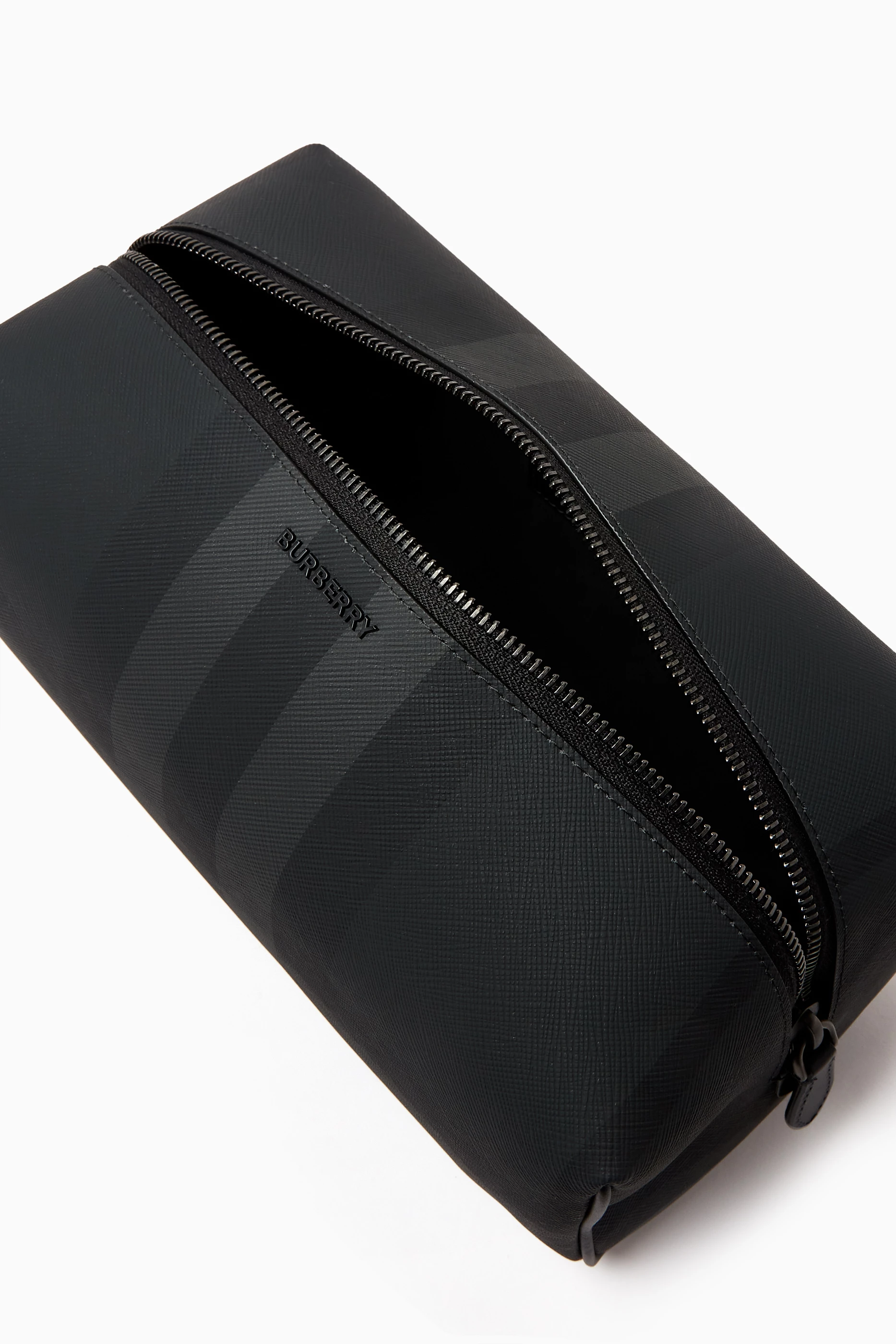 Buy Burberry Grey Vintage Check Wash Bag in Coated Canvas For Men Online Ounass UAE