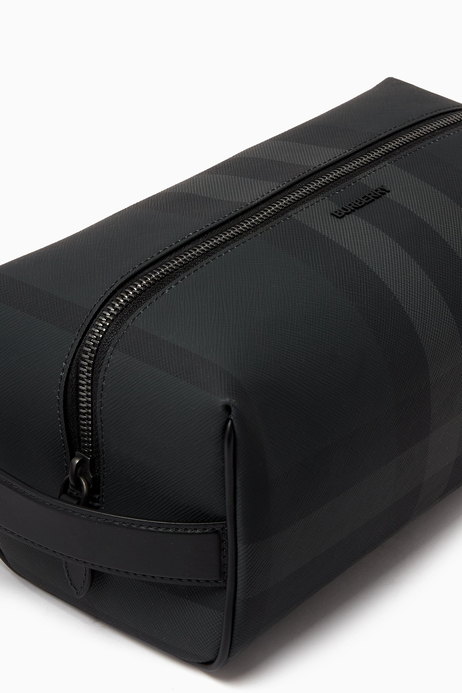 Buy Burberry Grey Vintage Check Wash Bag in Coated Canvas For Men Online Ounass UAE