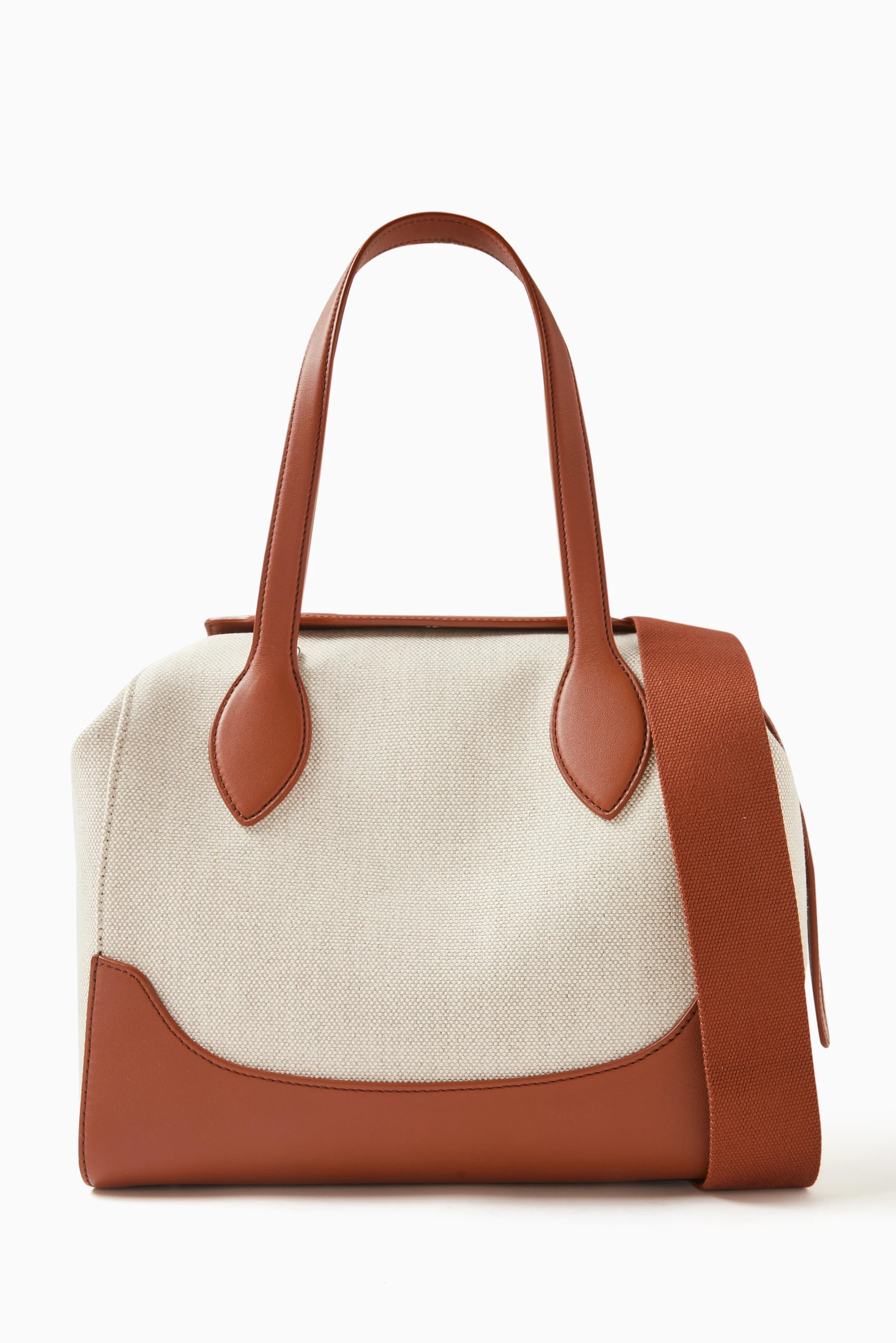 Buy Loro Piana Brown M Happy Day Bag in Canvas & Leather For