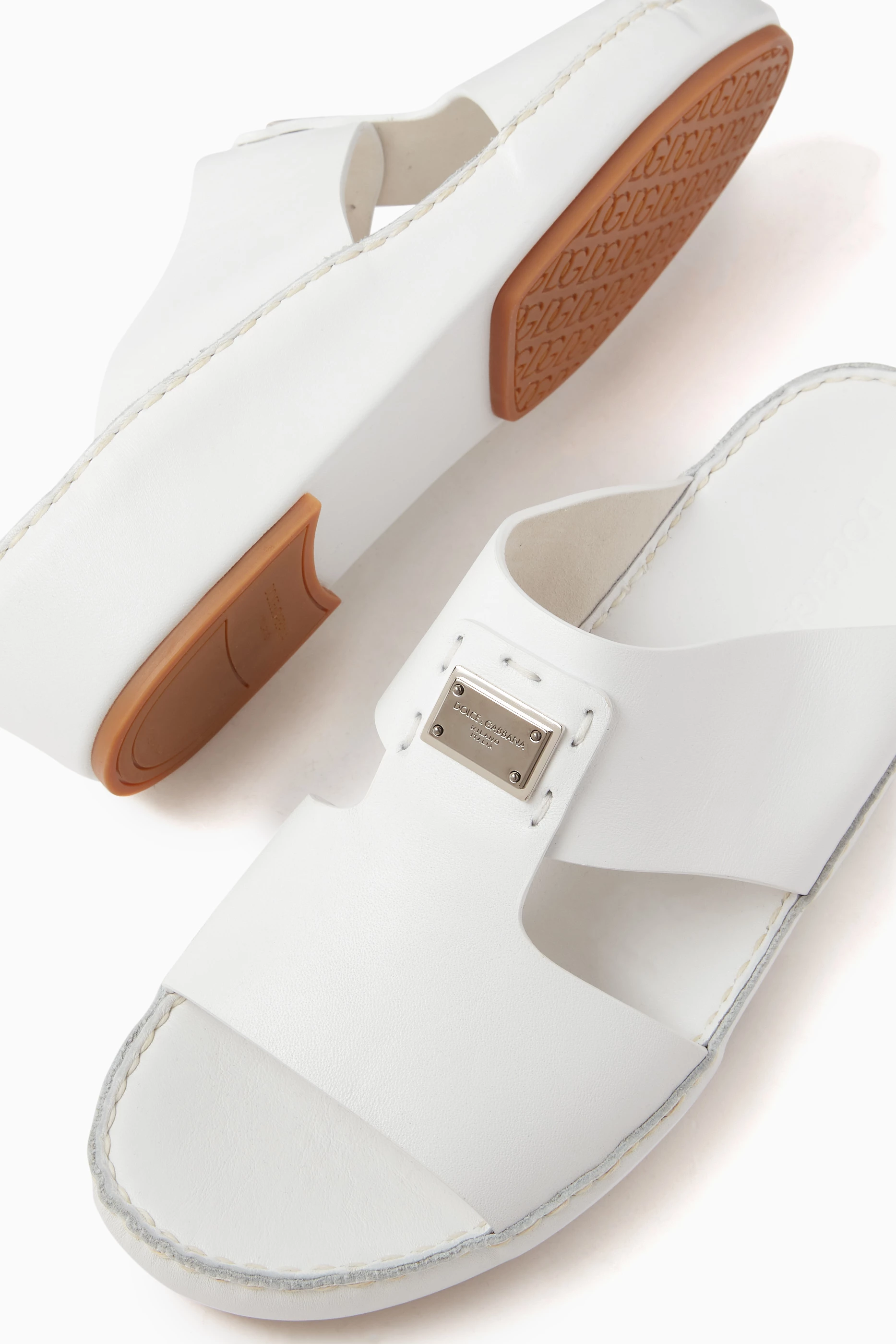 Buy Dolce Gabbana White Formal Sandals in Nappa Leather For Men Online Ounass UAE