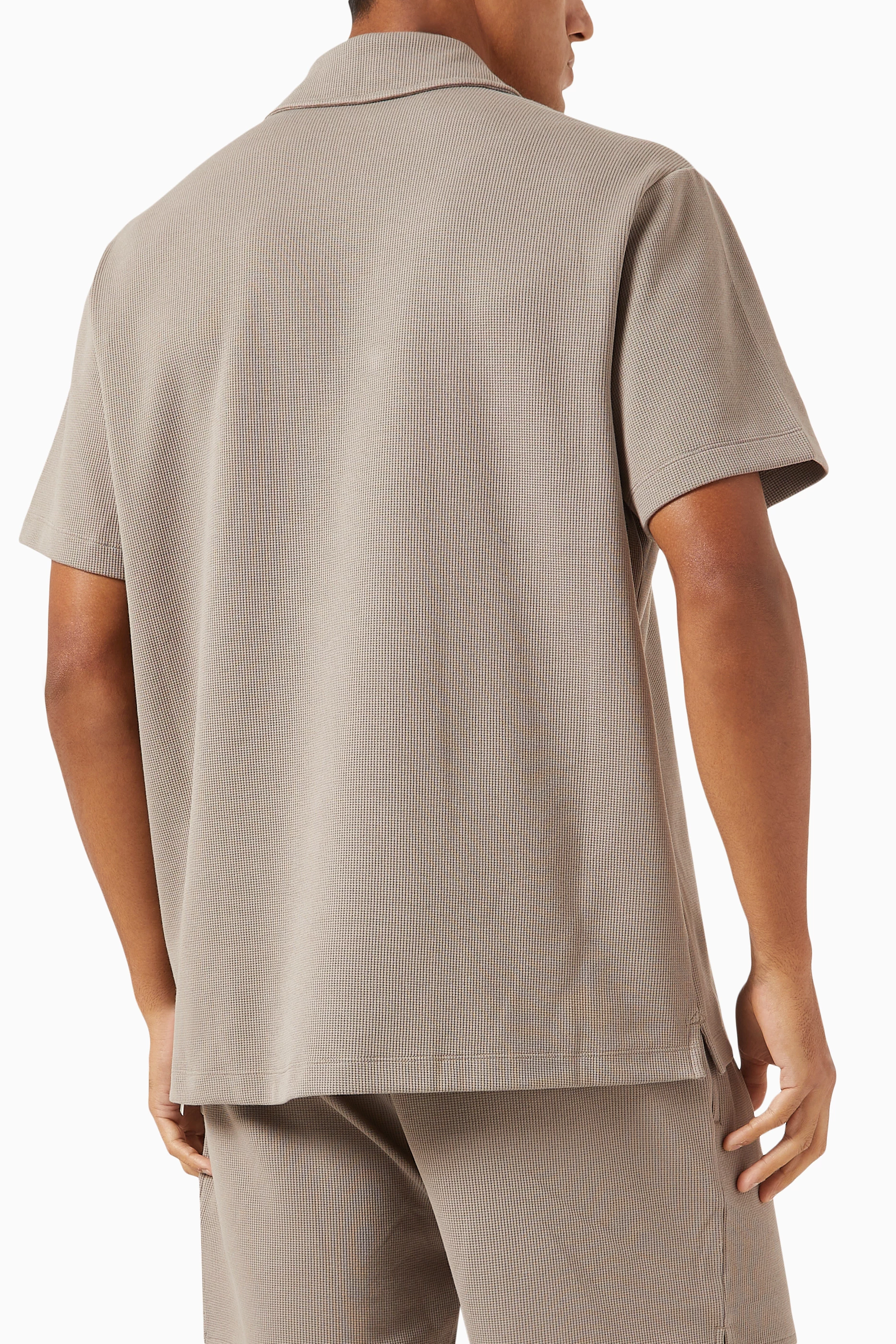 Buy Kith White Drew Polo in Cotton Waffle Stretch For Men