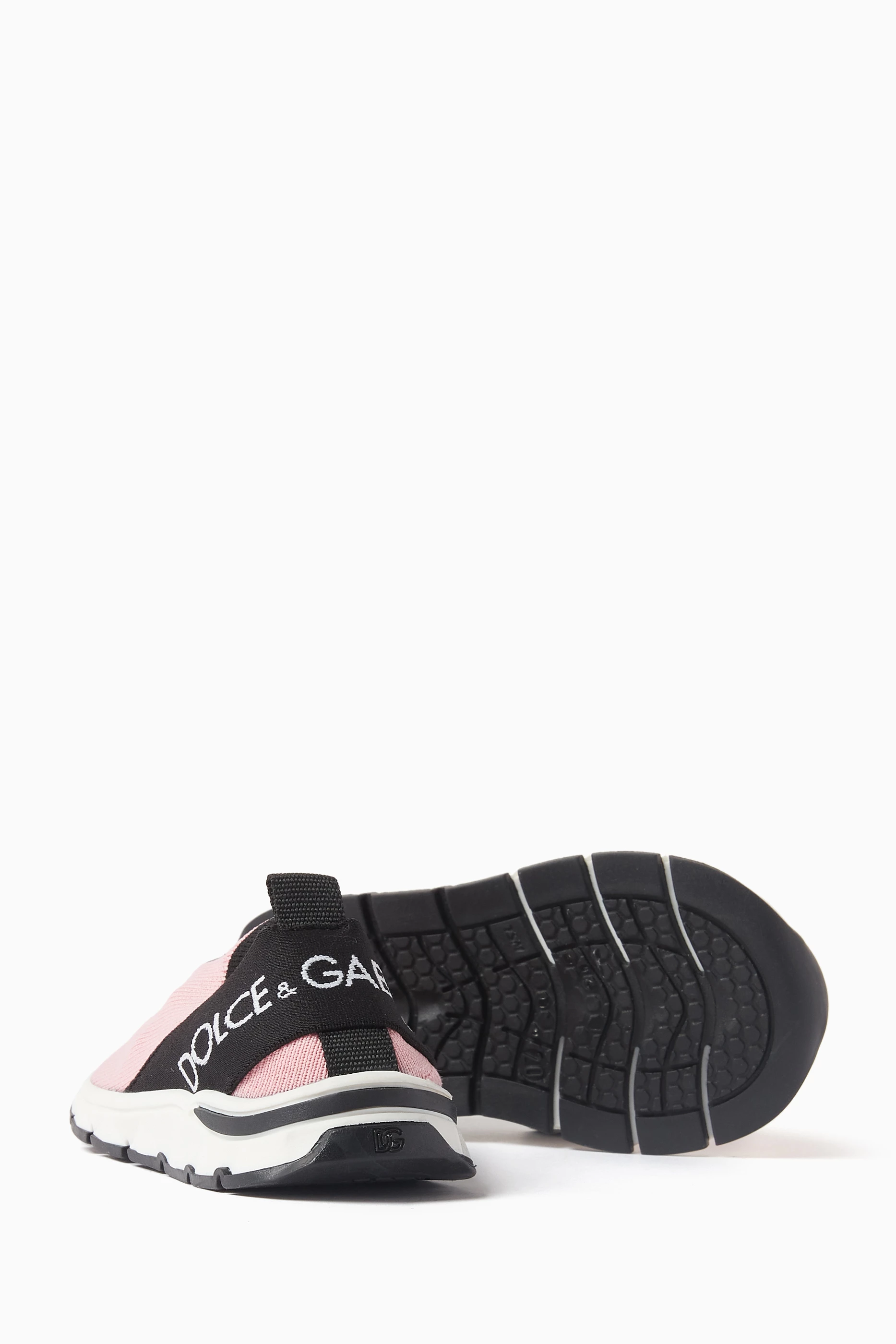 Buy Dolce Gabbana Pink Logo Sneakers in Knit Mesh For Girls Online Ounass UAE