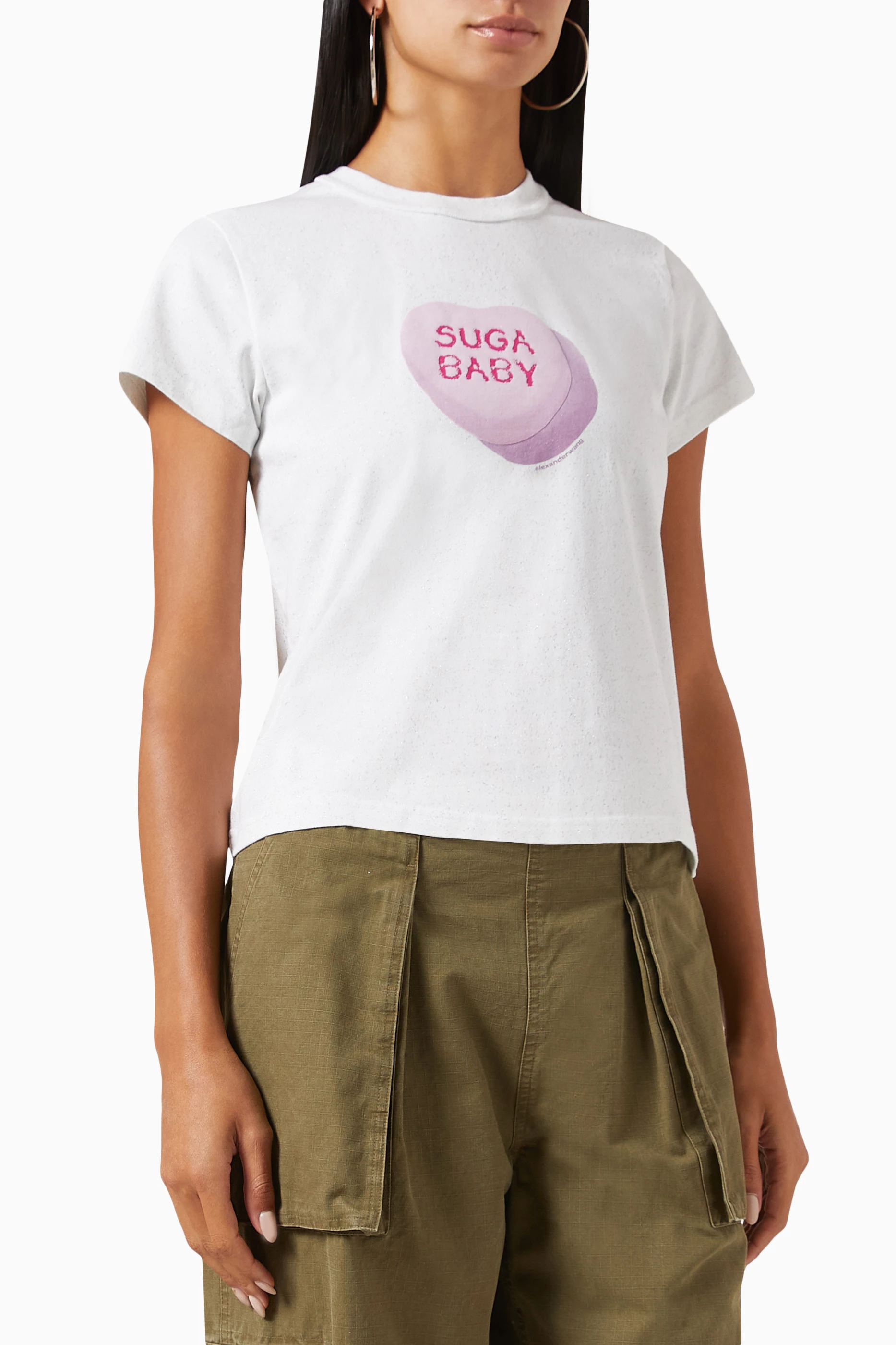 Buy Alexander Wang White Suga Baby T-shirt in Compact-jersey