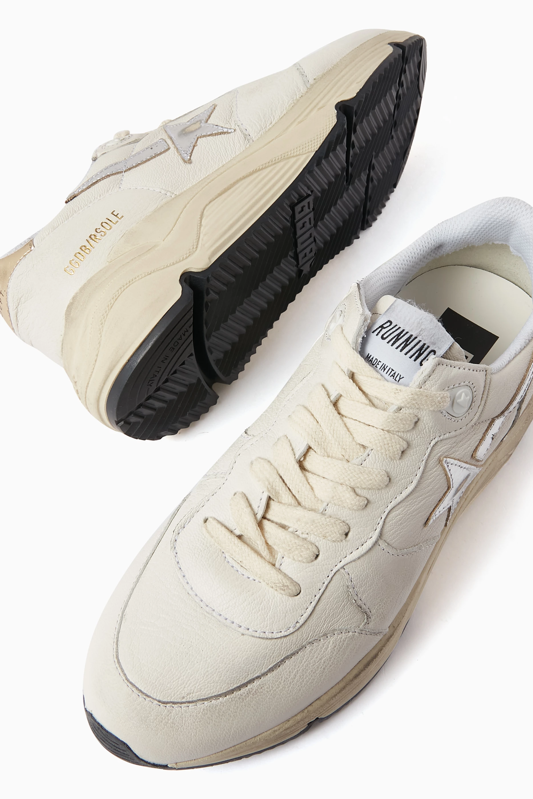 Buy GOLDEN GOOSE White Running Laminated Star Sneakers in Nappa