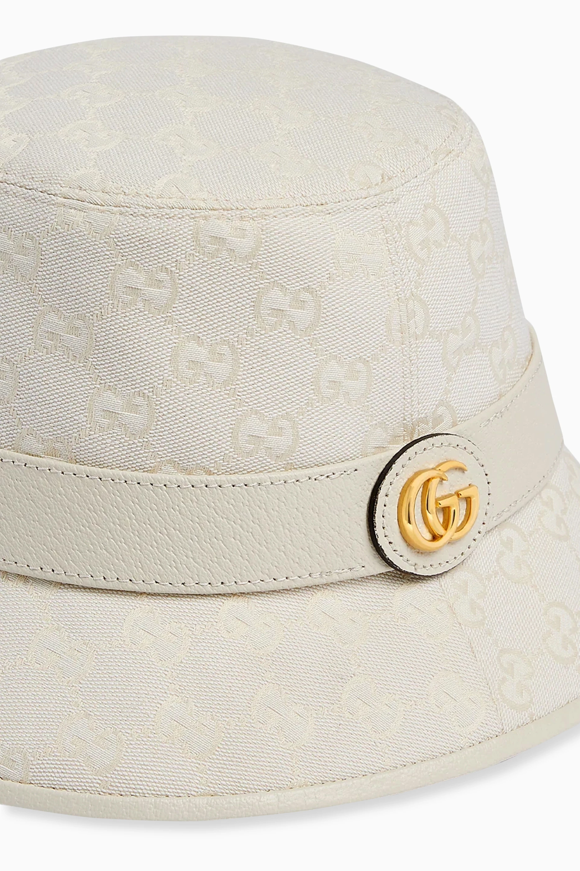 Gucci White Logo Cotton Canvas Bucket Hat Unisex Medium Gucci Double GG canvas bucket hat Gucci main image 2