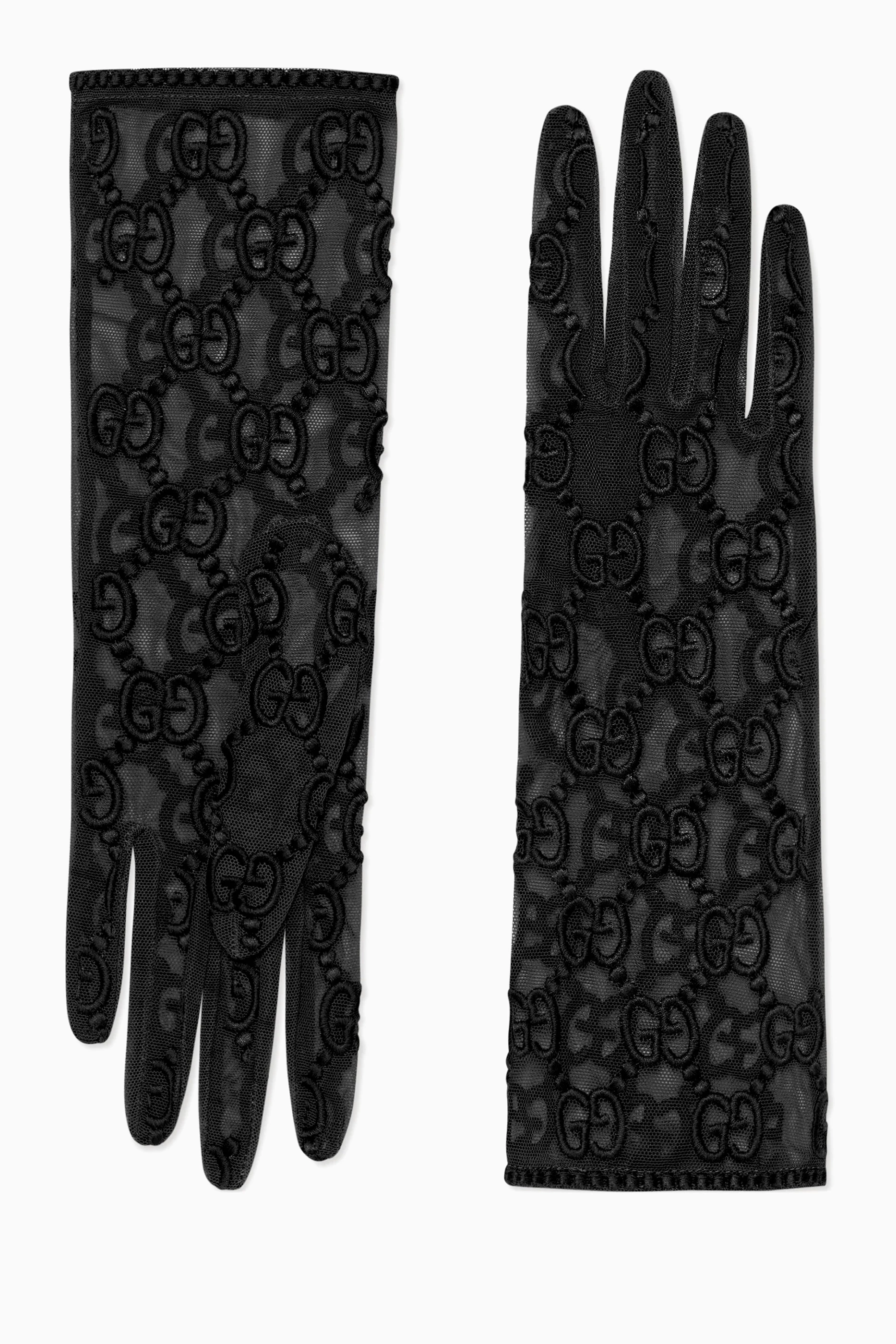 Buy Gucci Black GG Motif Gloves in Tulle For Women Online | Ounass UAE