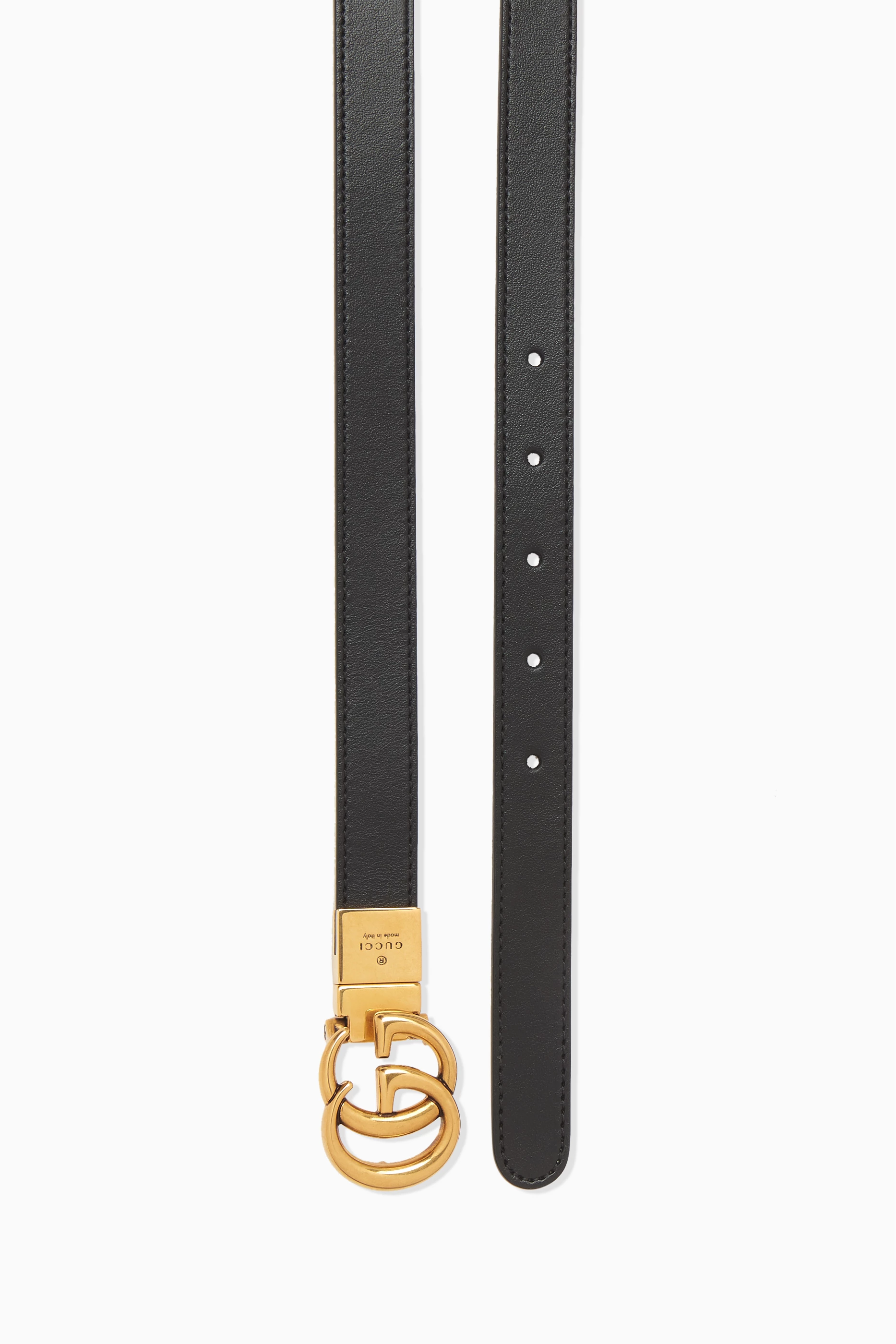 Buy Gucci Black GG Marmont Reversible Thin Belt in Leather For Women Online Ounass UAE