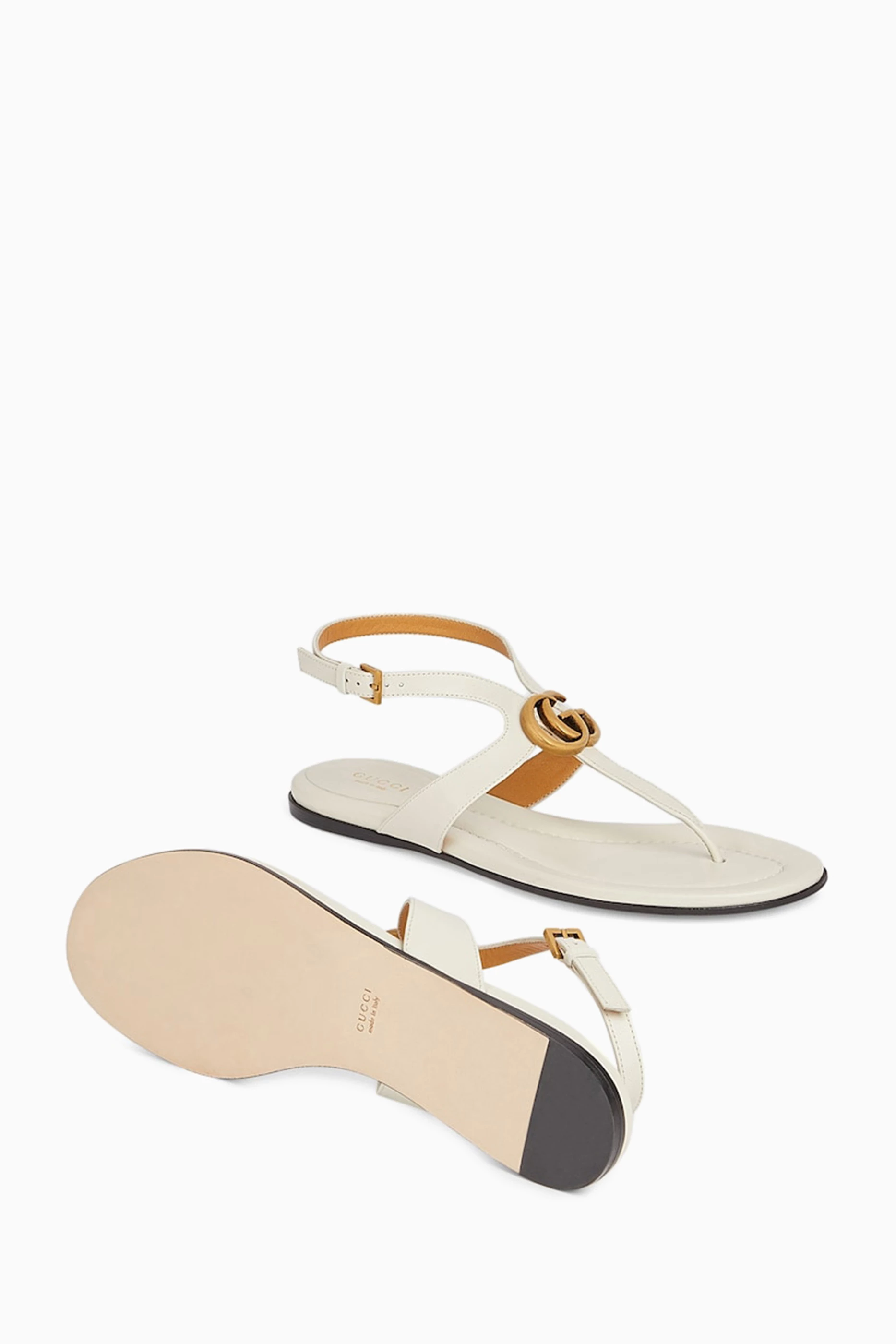 Buy Gucci White Double G Thong Sandals in Leather For Women Online Ounass UAE