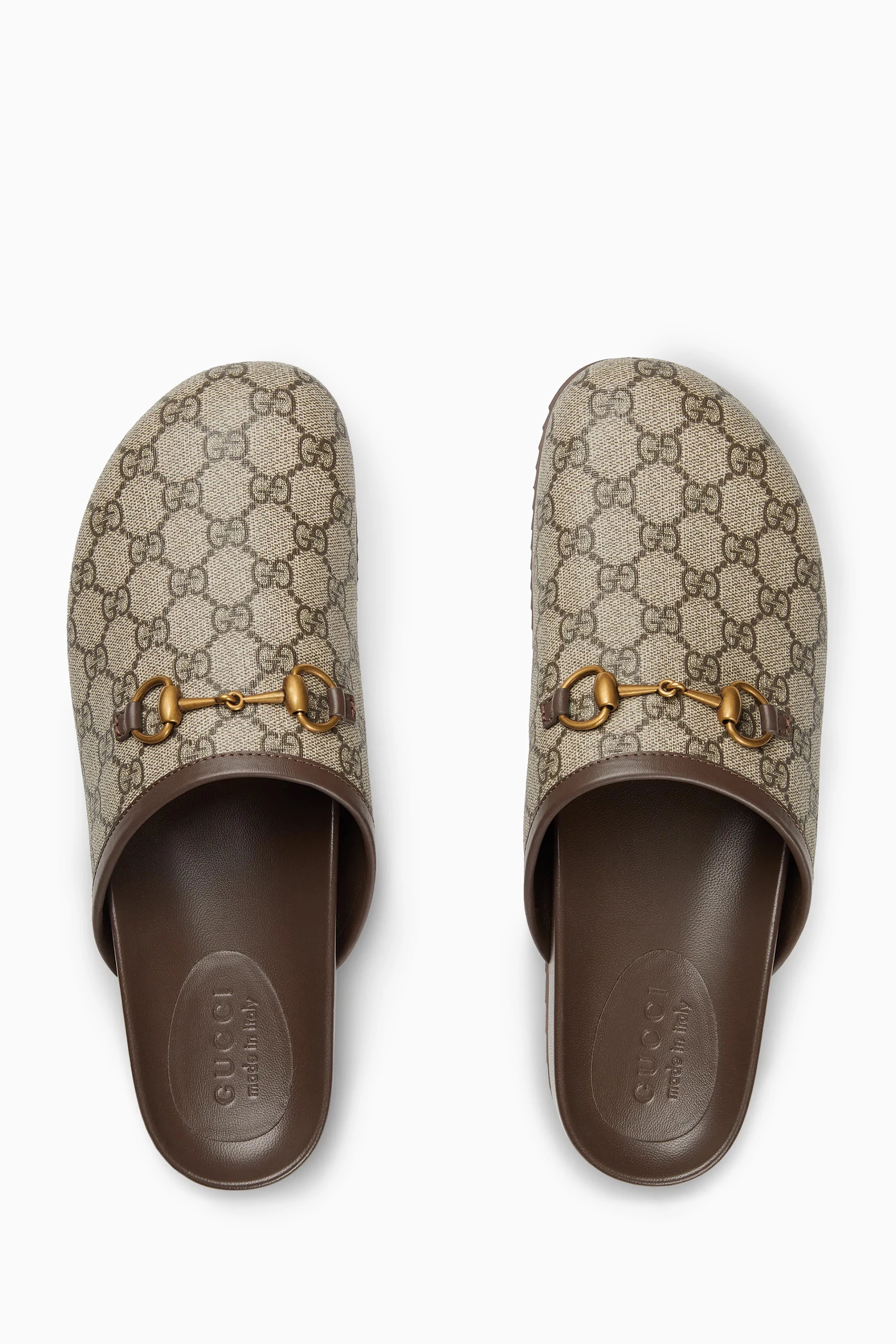 Buy Gucci Brown GG Horsebit Slippers in GG Supreme For Men Online Ounass UAE