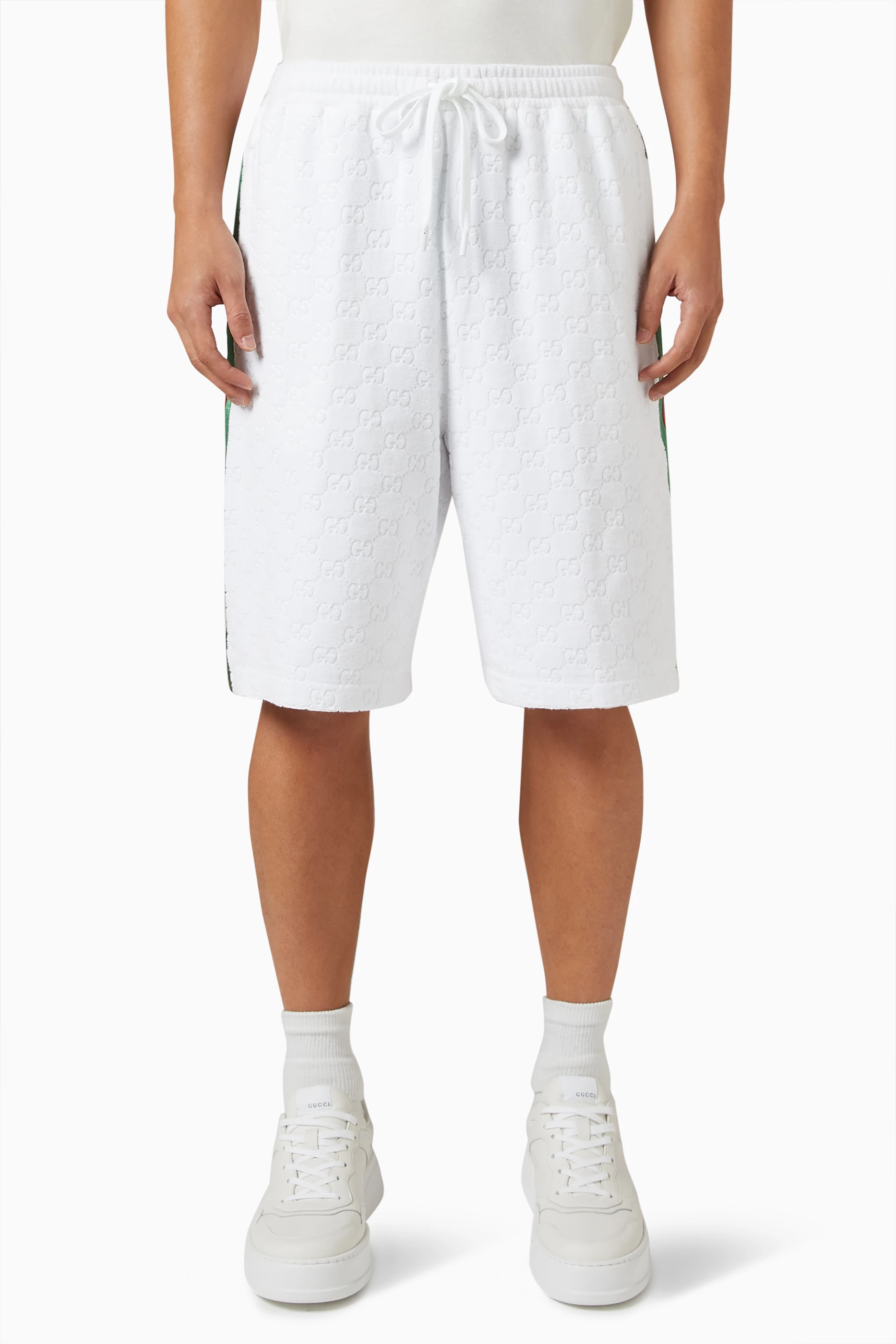 Buy Gucci White Knee length Shorts in Cotton Terry For Men Online Ounass UAE
