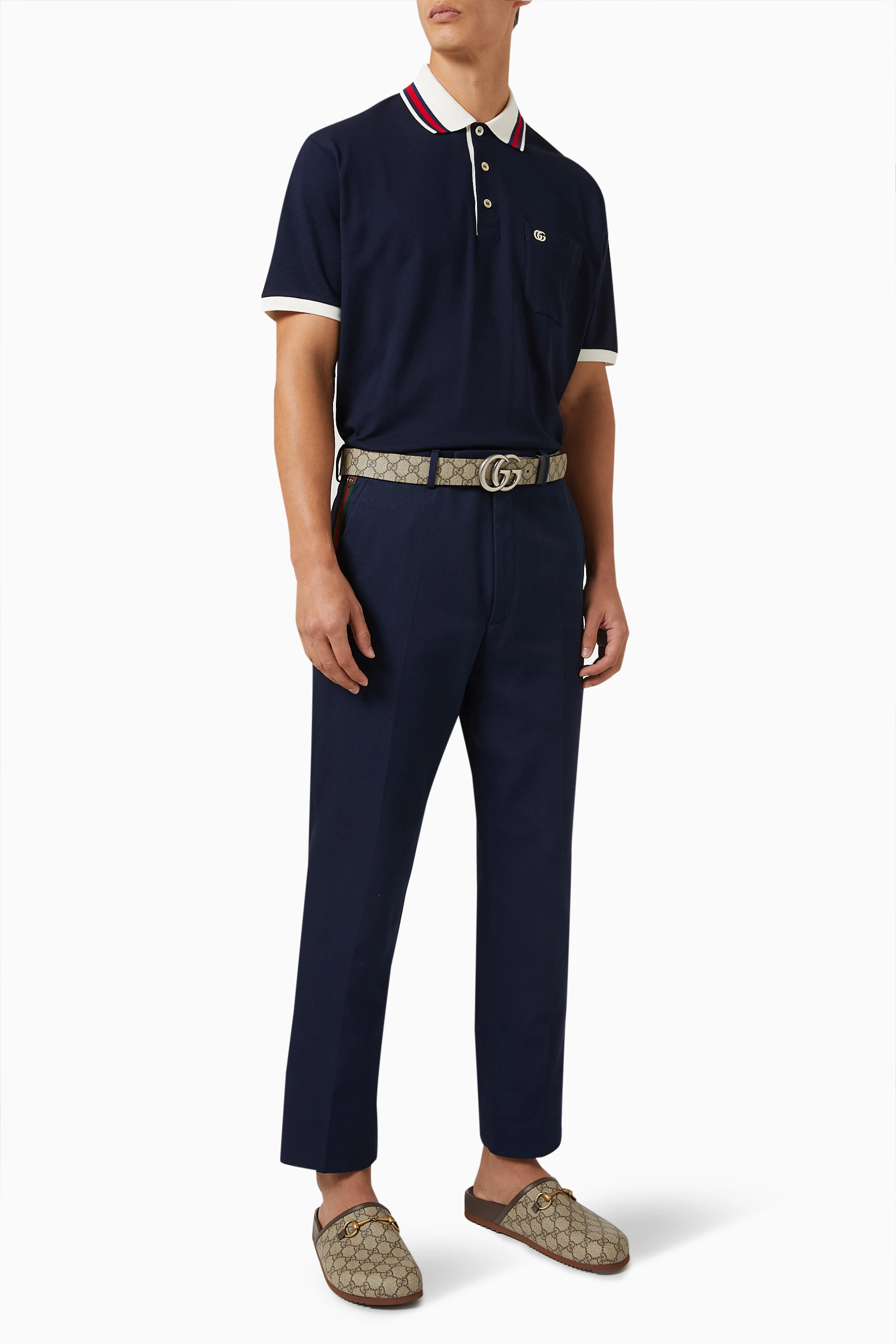 Buy Gucci Blue Polo Shirt in Cotton Pique For Men Online Ounass UAE