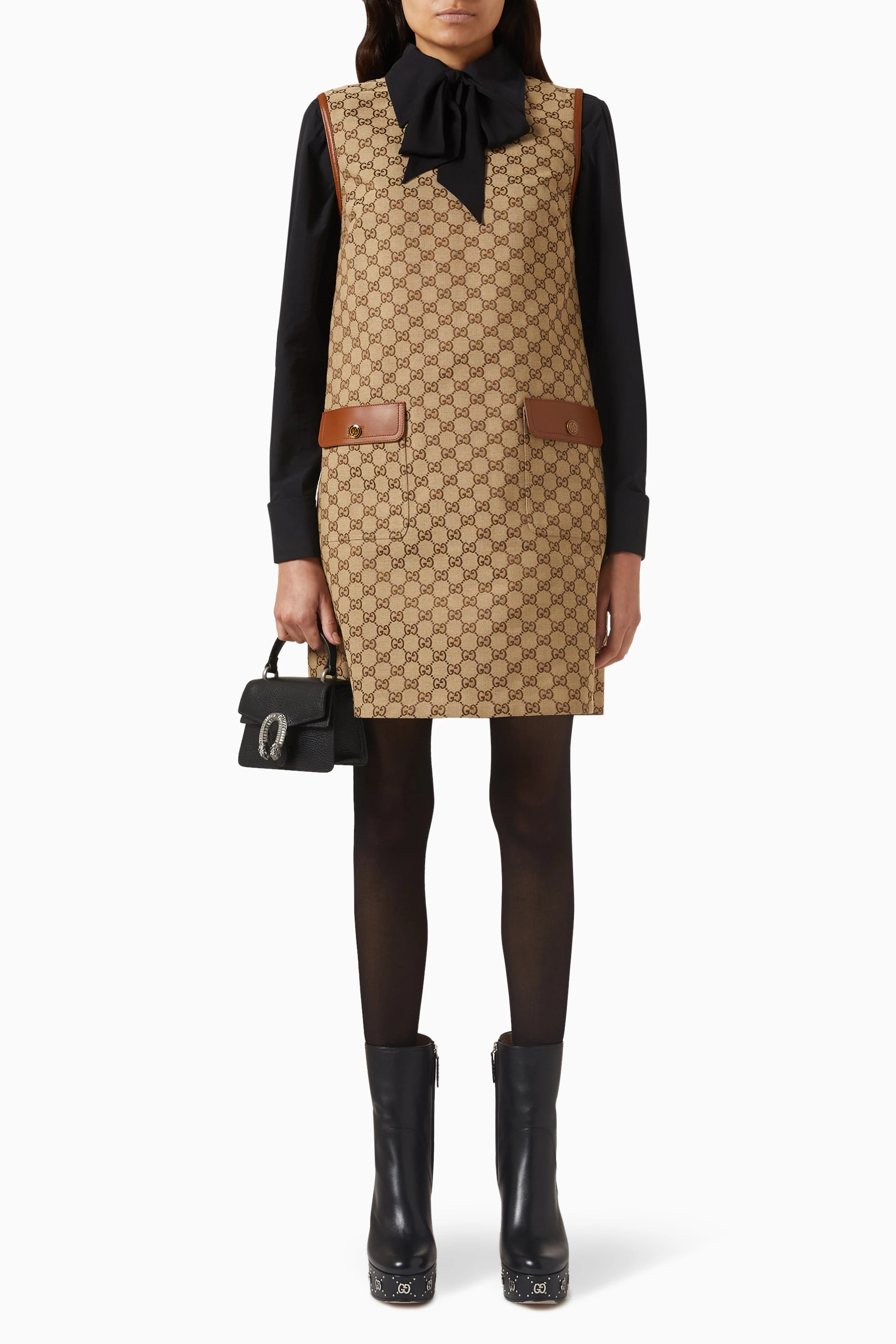 Buy Gucci Brown GG Monogram Mini Shift Dress in Canvas For Women Online Ounass UAE
