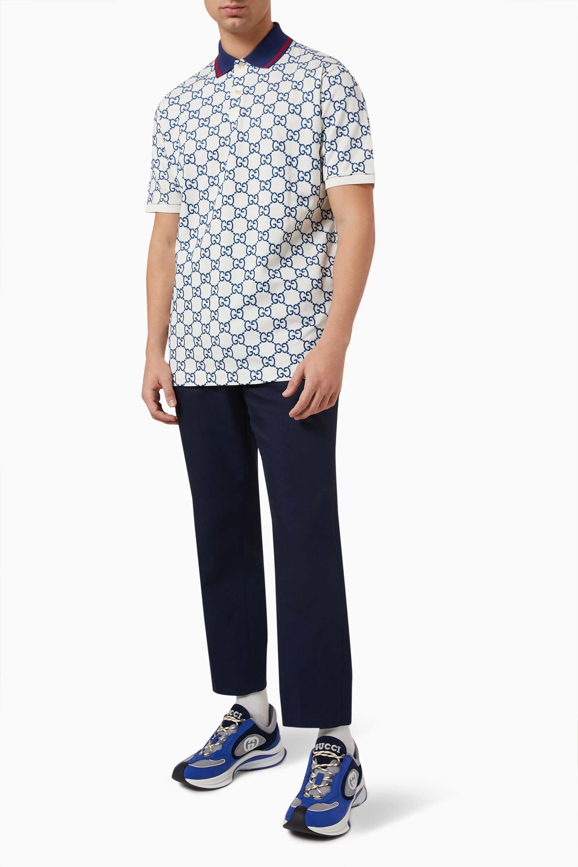 Buy Gucci Blue Polo Shirt in Cotton Pique For Men Online Ounass UAE