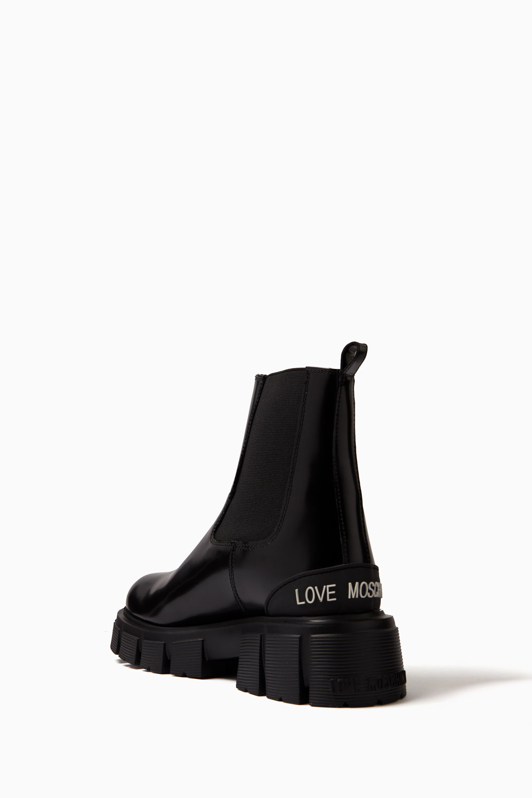 Buy Love Moschino Black Slip on Ankle Boots in Leather For Women Online Ounass UAE