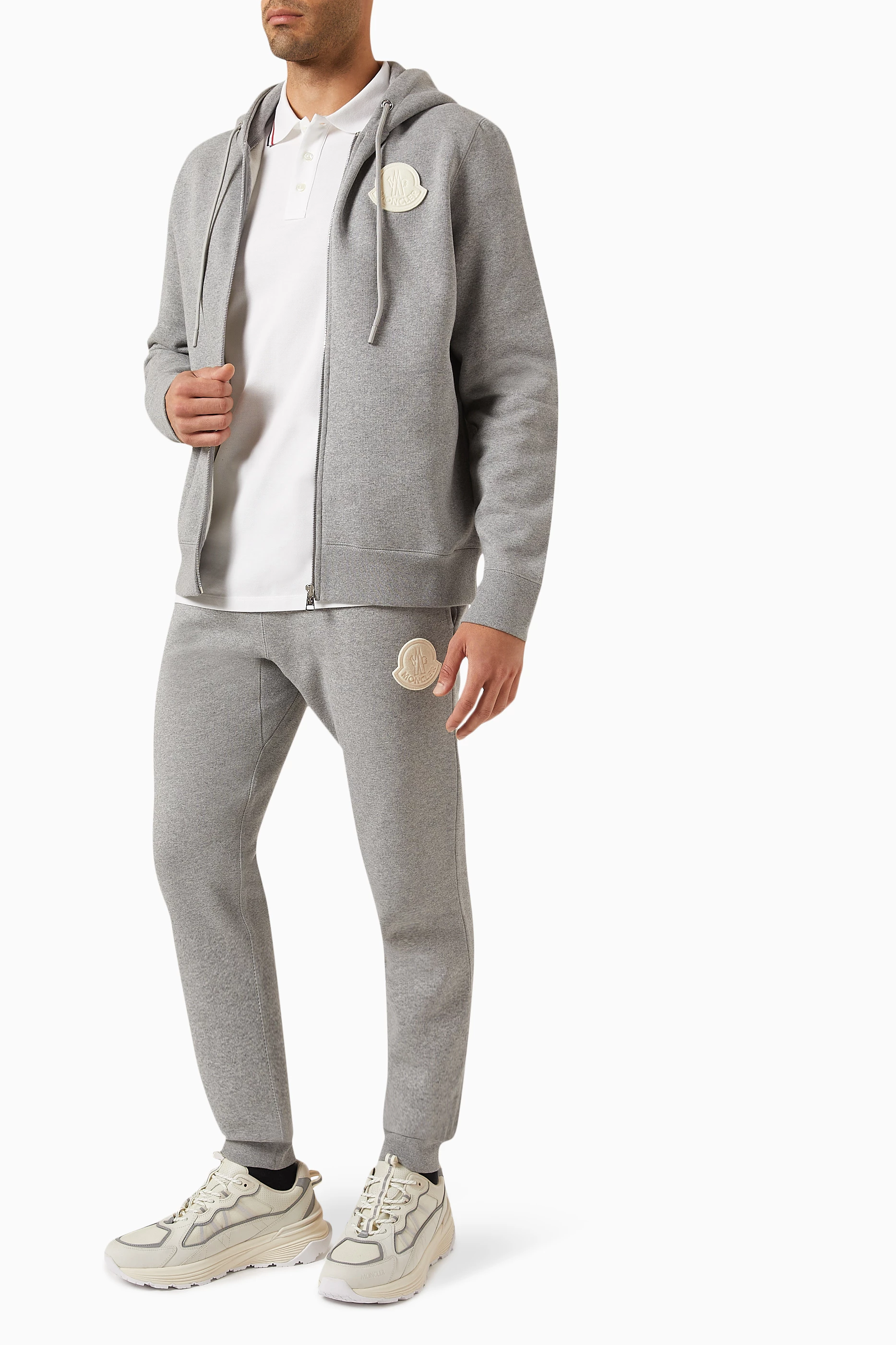 Buy Moncler Grey Zip up Hoodie in Fleece For Men Online Ounass UAE