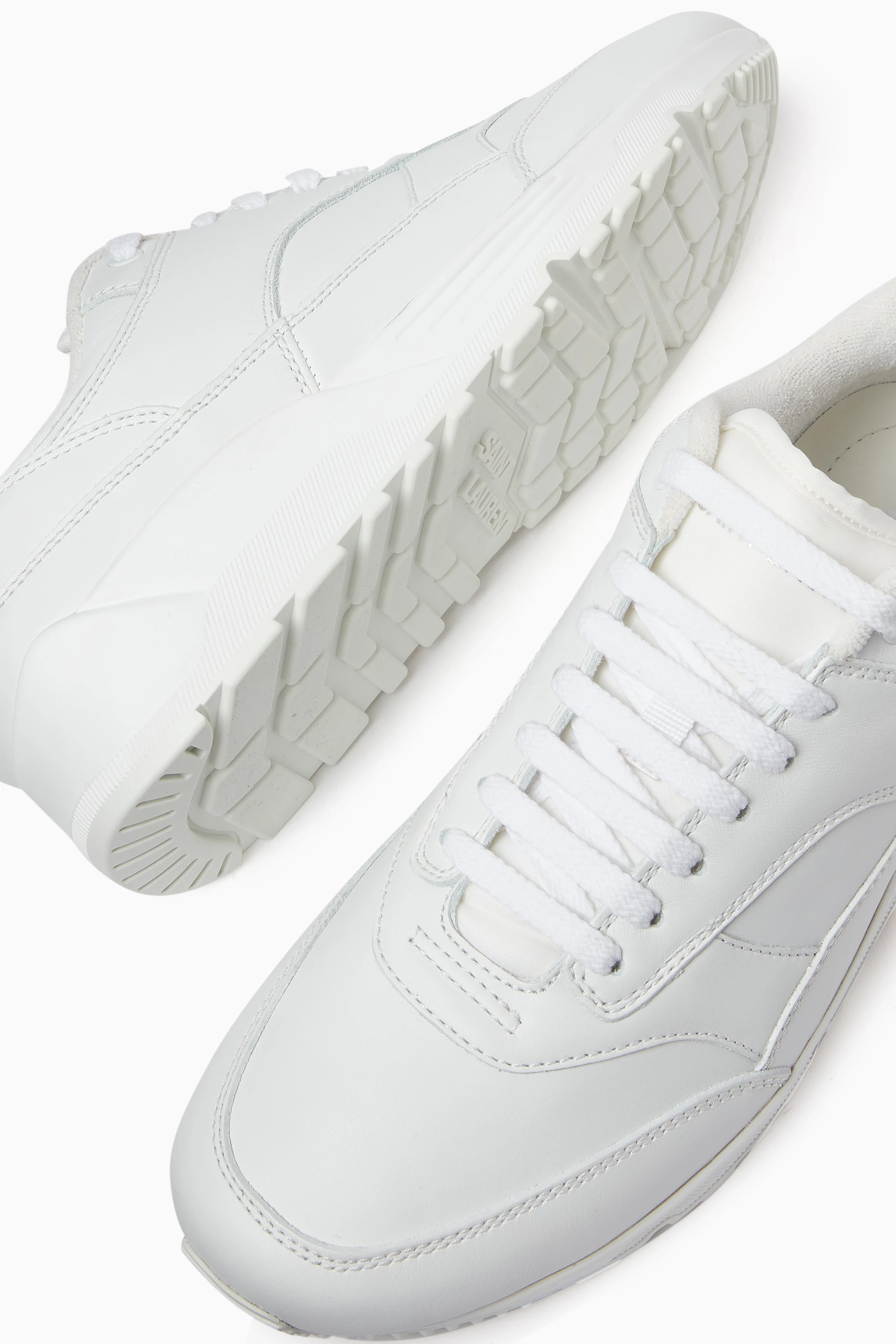 Buy SAINT LAURENT White Bump Low-top Sneakers in Leather For