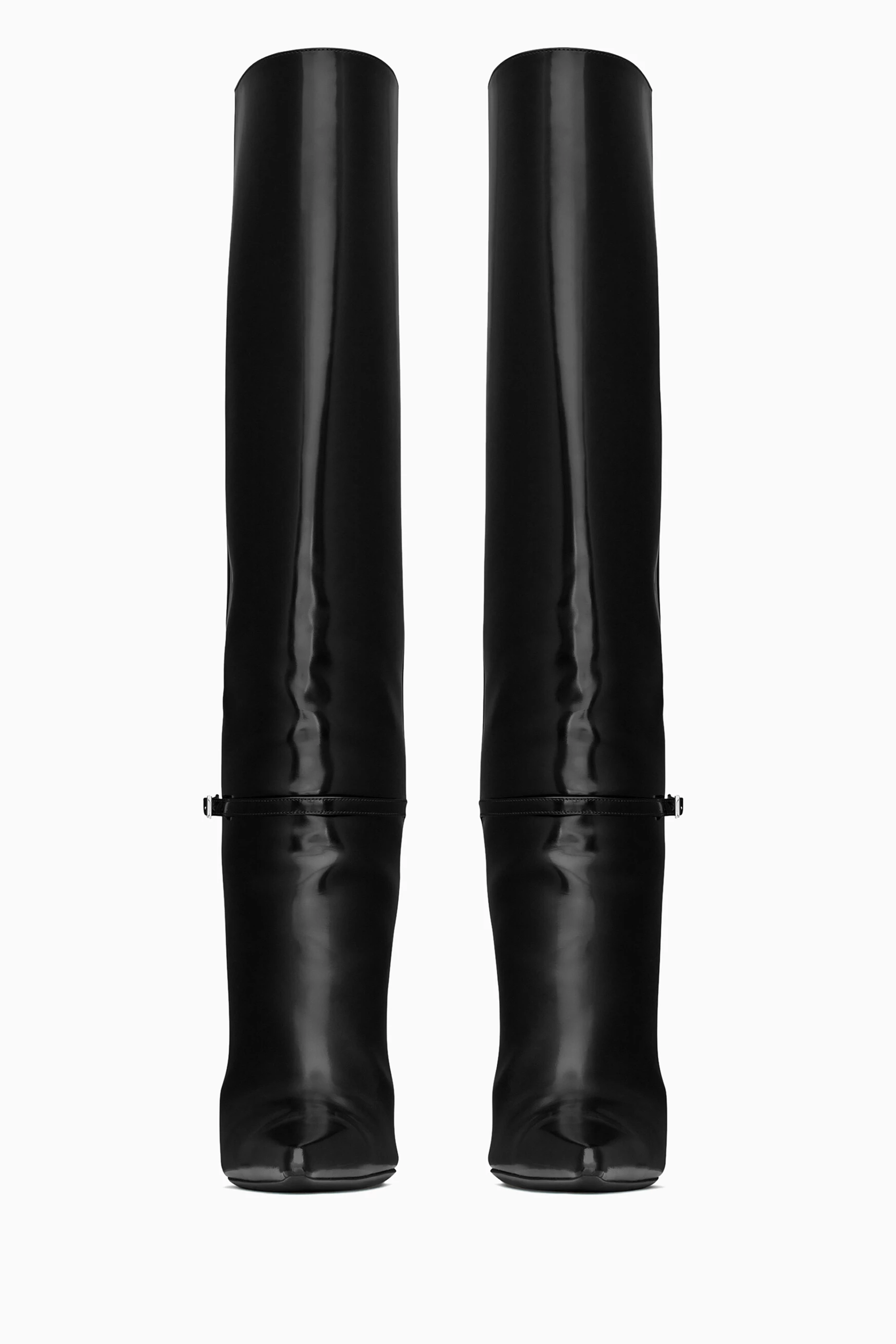 Buy SAINT LAURENT Black Vendome 110 Knee Boots in Glazed leather For Women Online Ounass UAE