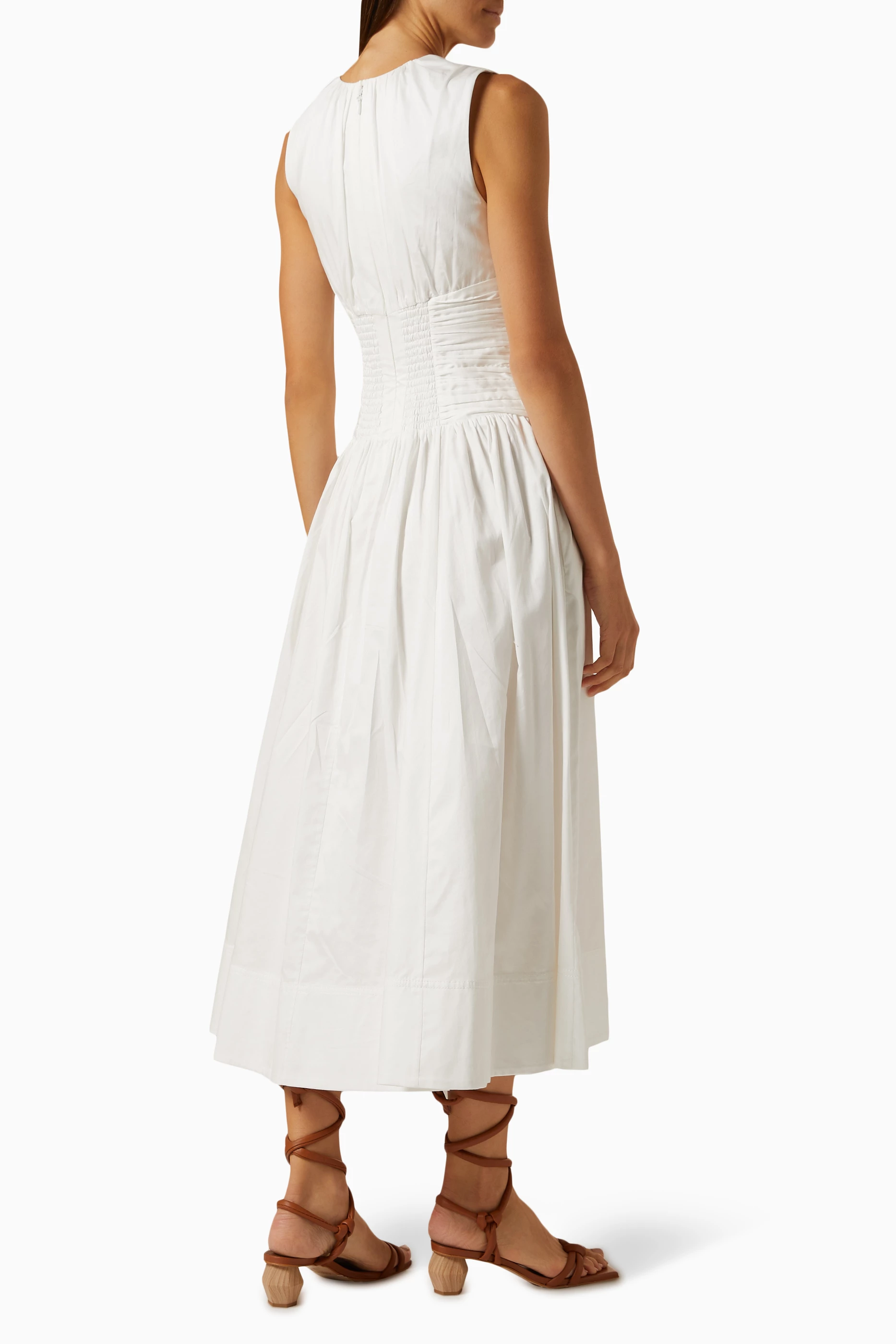 Buy Aje Neutral Agatha Knot Waist Midi Dress in Cotton For Women Online |  Ounass UAE