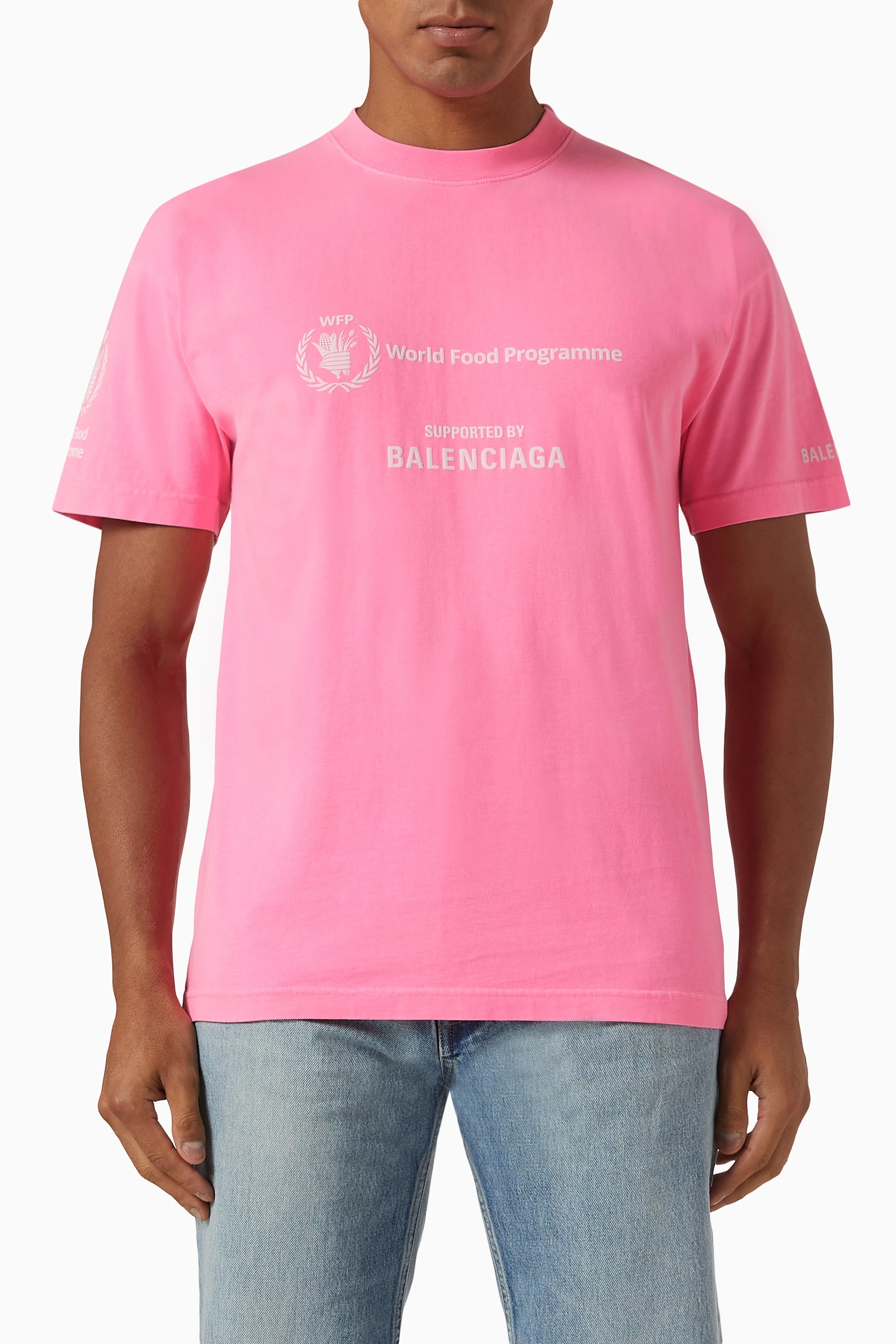 Buy Balenciaga Pink WFP T-shirt in Jersey For UNISEX Online 