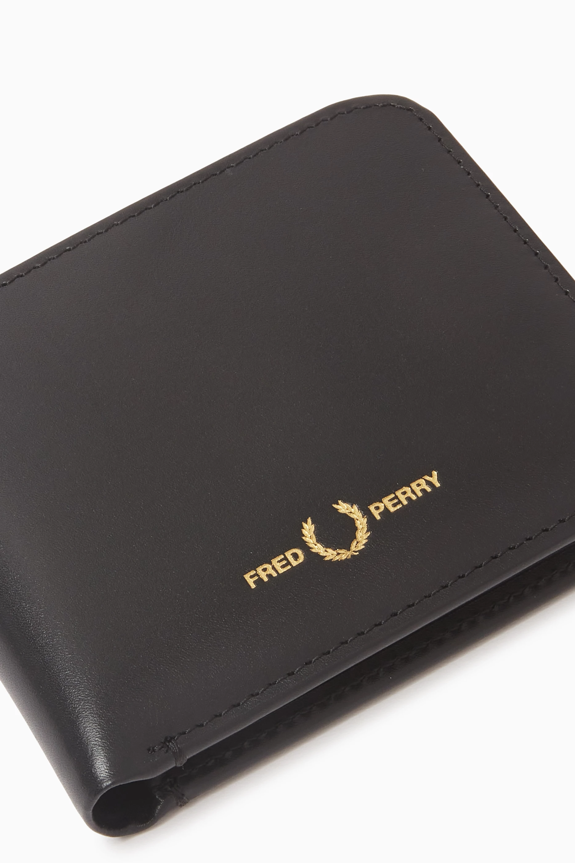 Buy Fred Perry Black Billfold Wallet in Burnished Leather