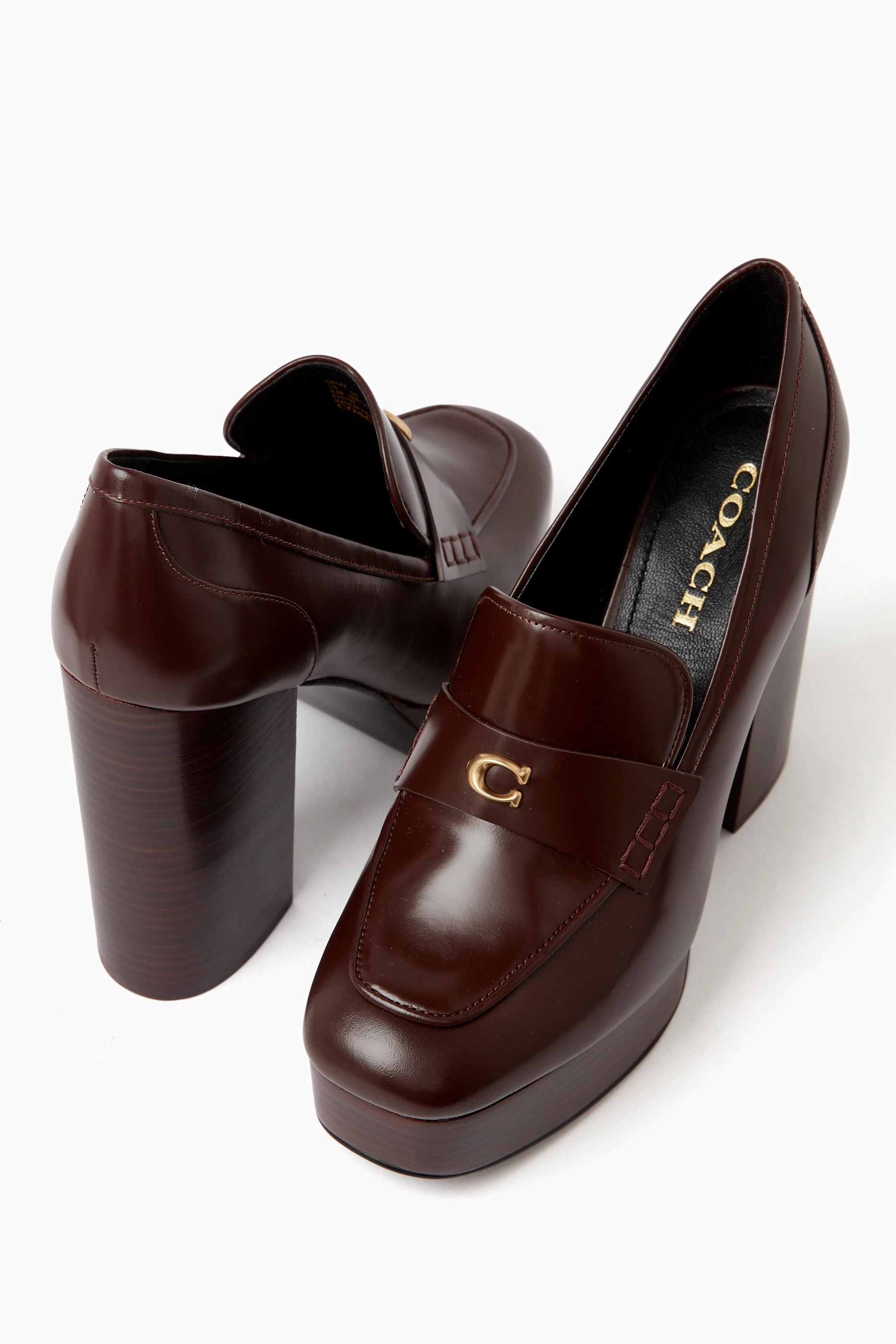 Buy Coach Brown Ilyse Platform Loafers in Smooth Leather For Women