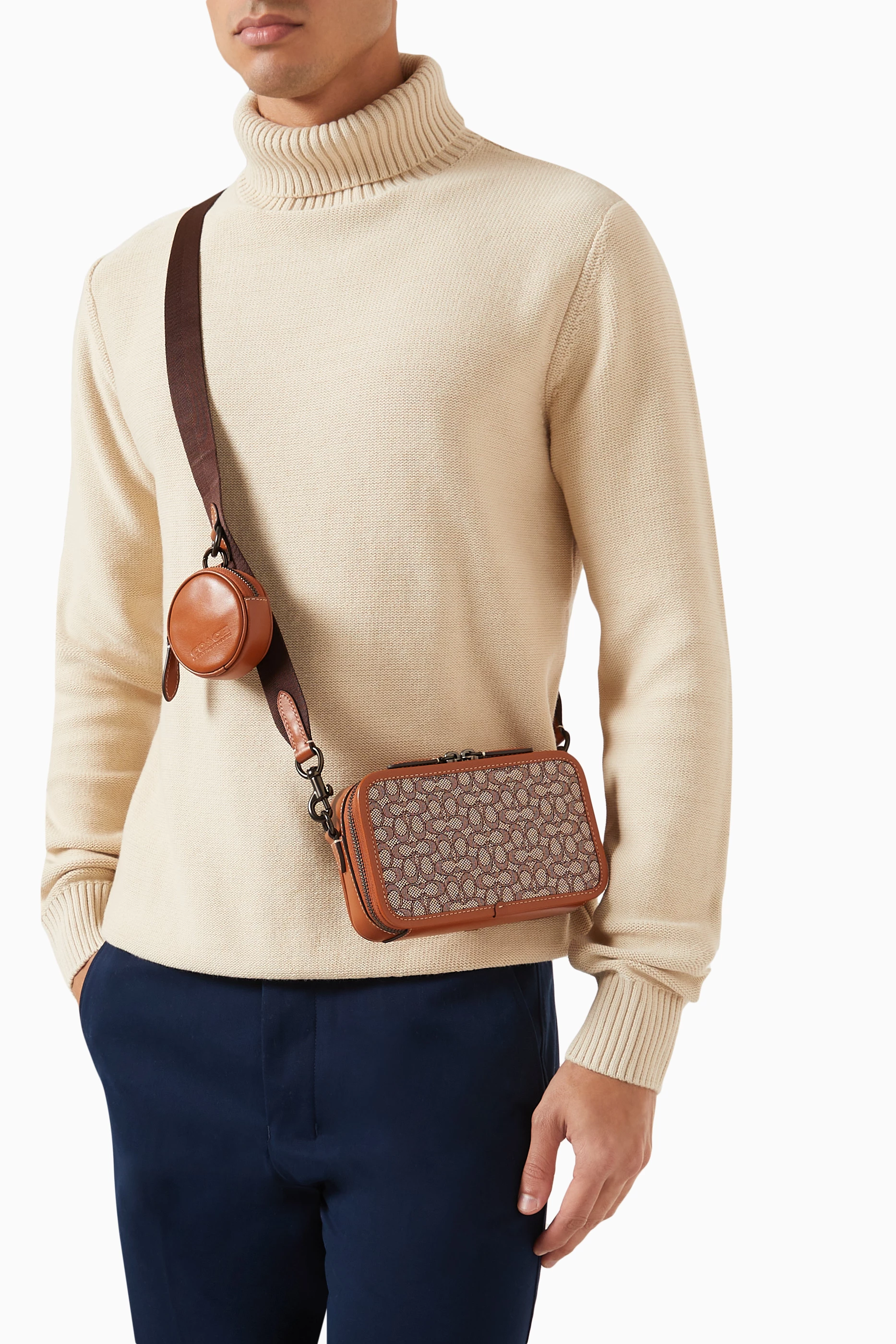 Buy Coach Brown Charter Slim Crossbody in Micro Signature Jacquard