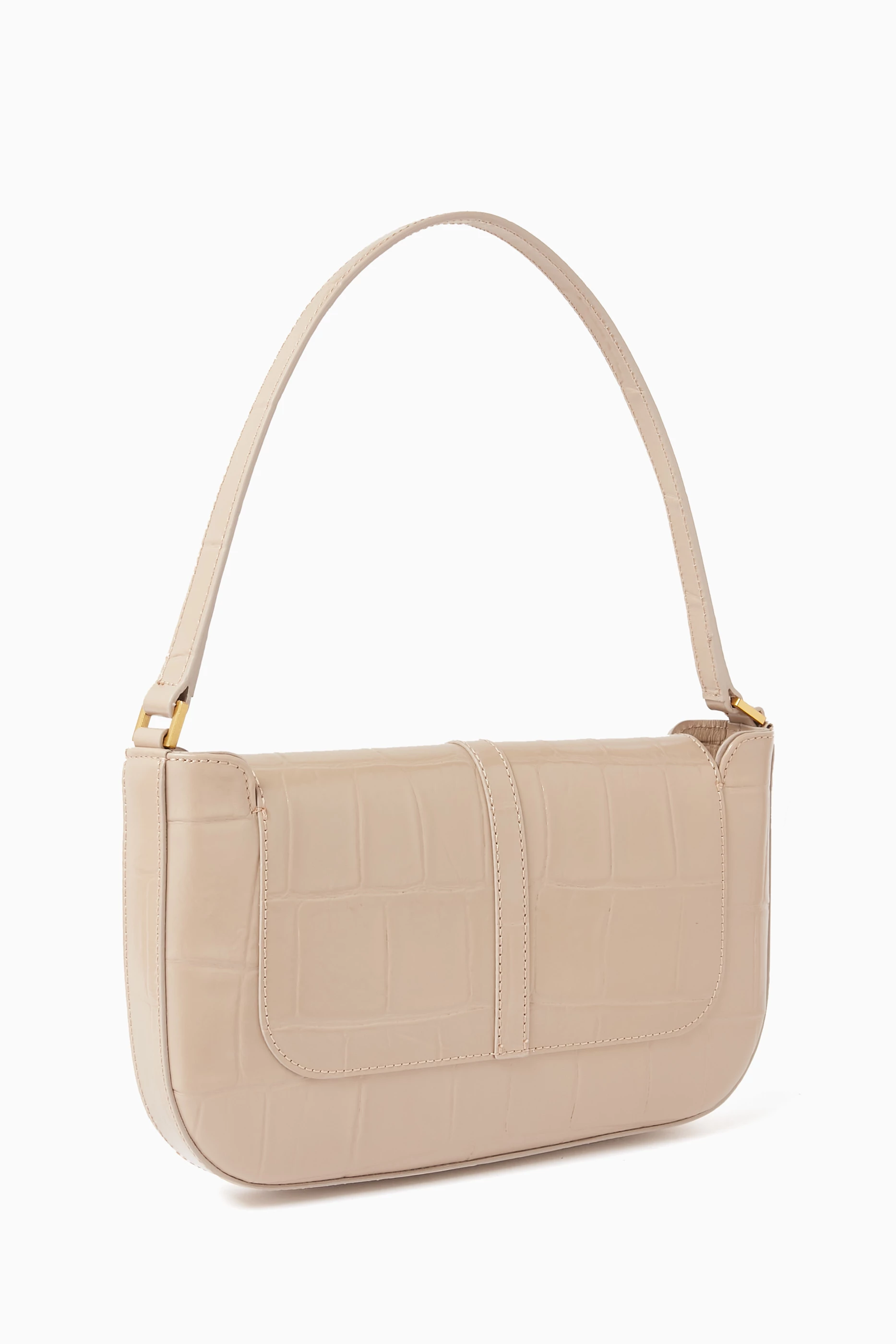 【送料&関税込】BY FAR Cappuccino Leather Miranda Shoulder B Miranda Cream Croco Embossed Leather – BY FAR