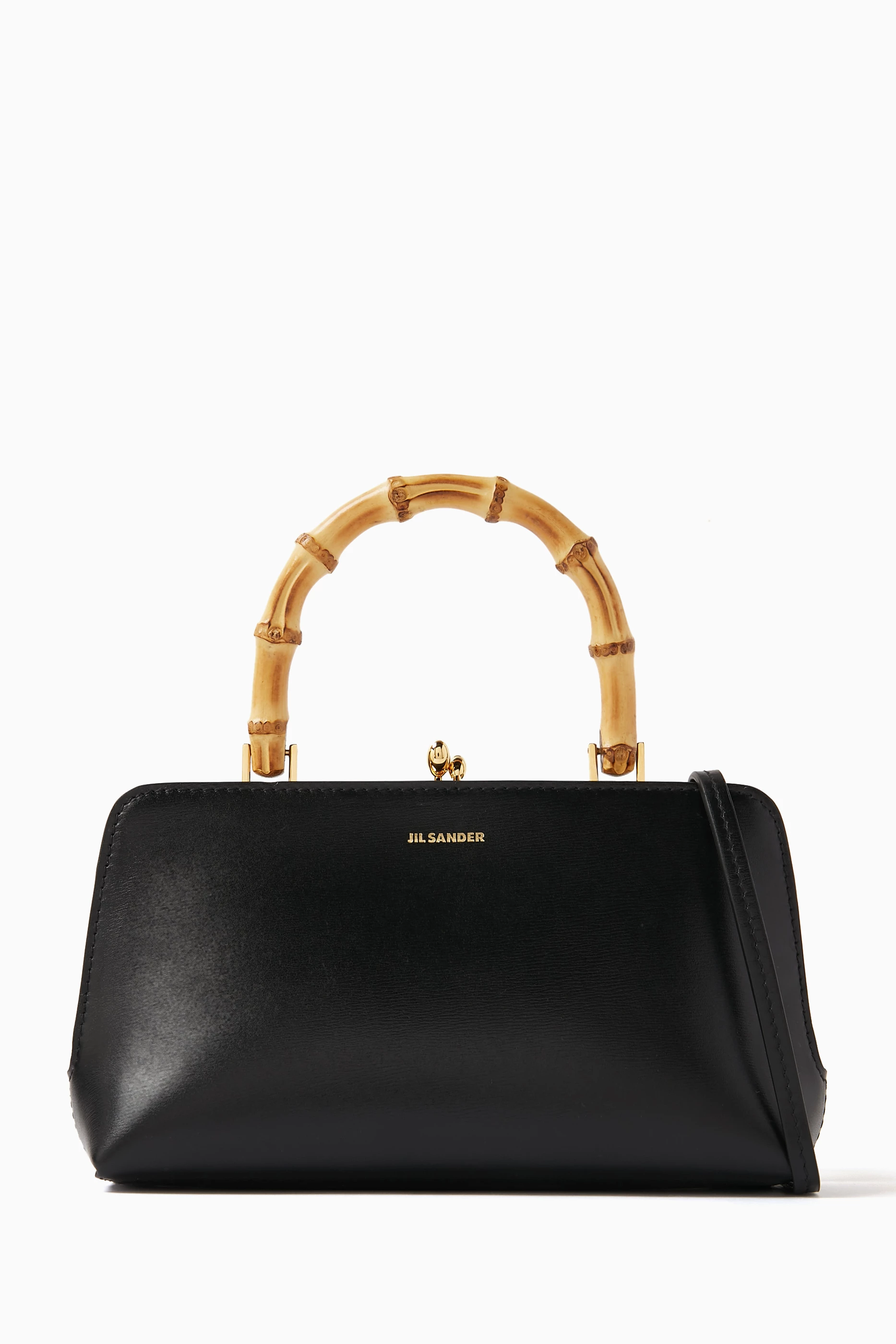 バッグ JIL SANDER LEATHER MINI BOSTON HAND BAG Buy Jil Sander Black Goji Bamboo Mini Handbag in Leather For Women