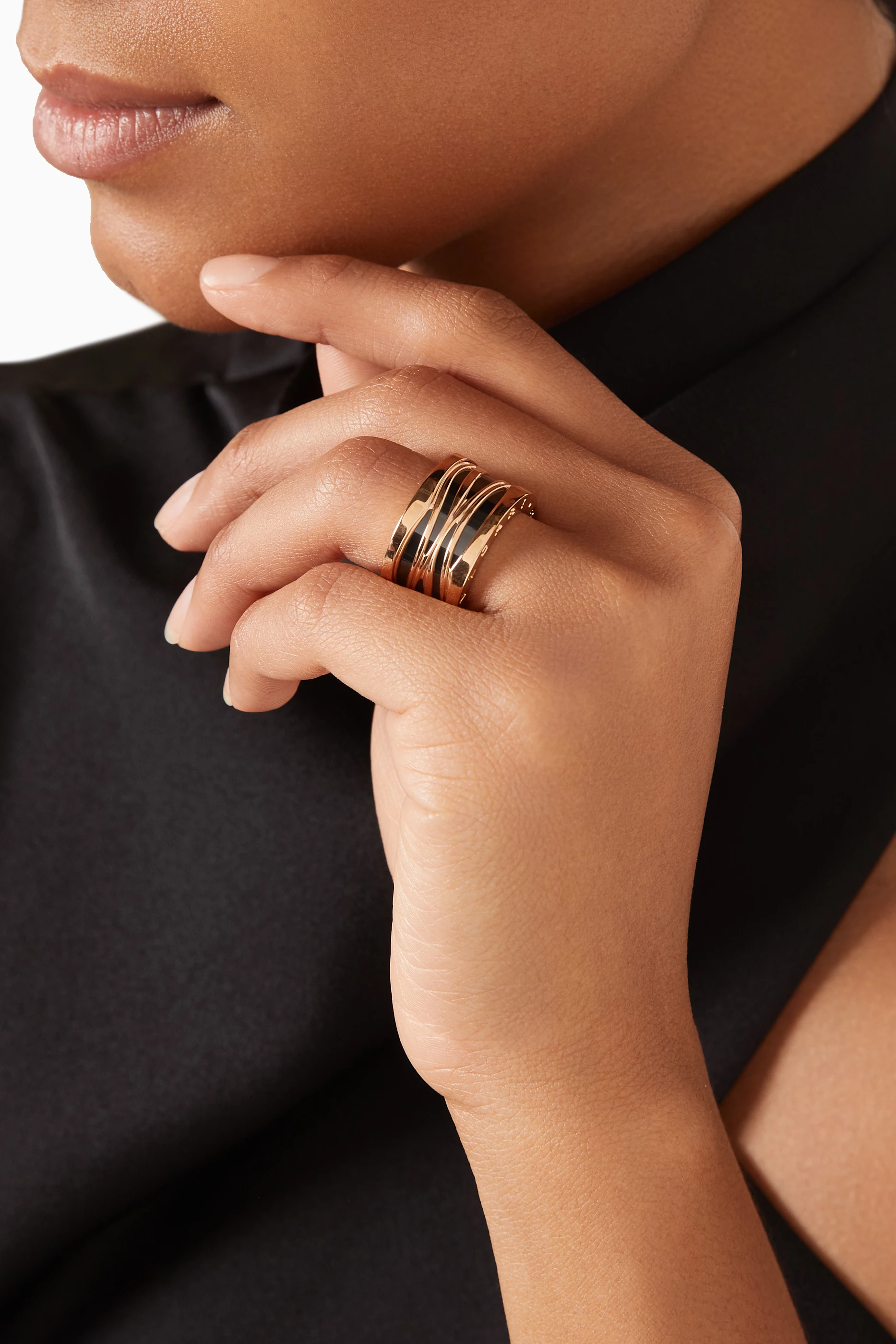 Buy BVLGARI Rose Gold B.zero1 Ceramic Ring in 18kt Rose Gold For Women Online Ounass UAE