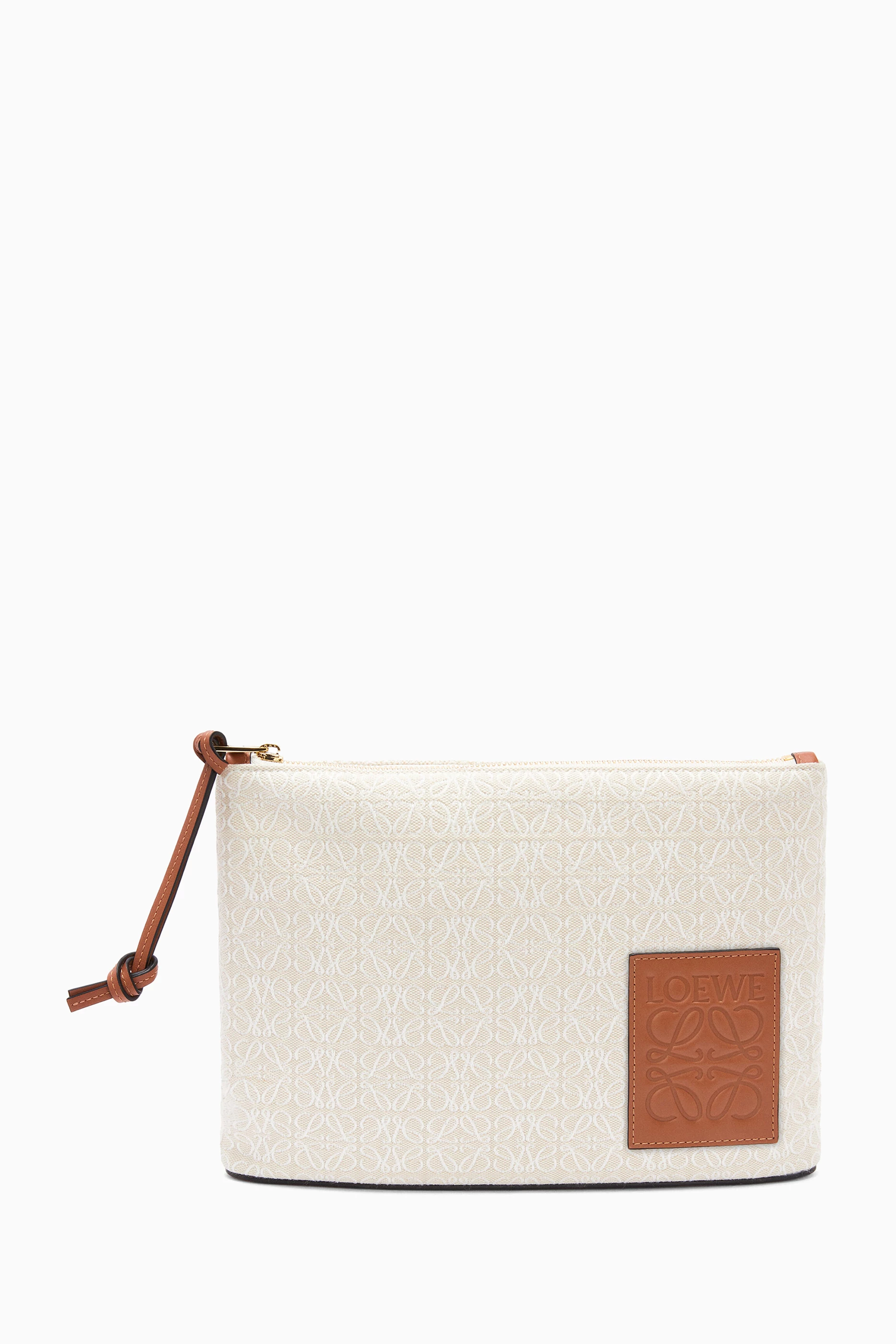 Buy LOEWE White Oblong Pouch in Anagram Jacquard & Calfskin
