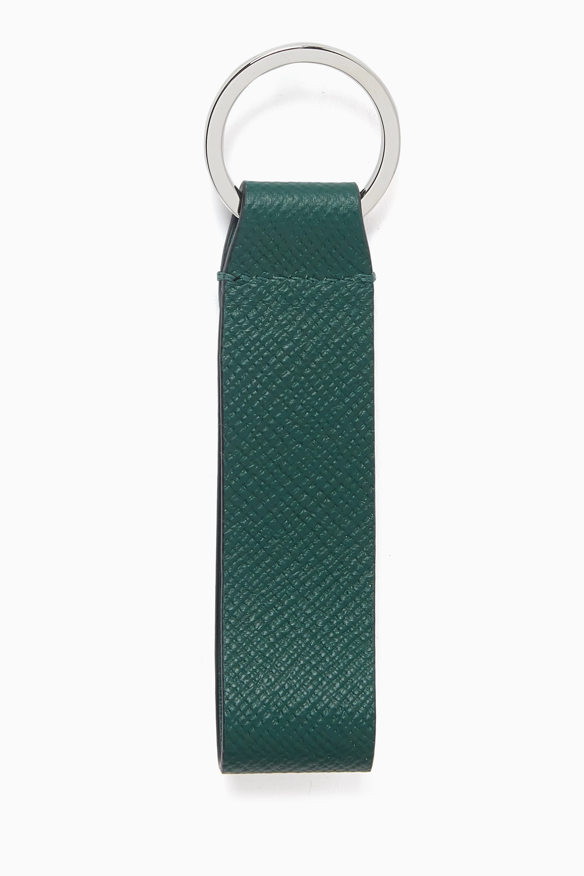 Buy Smythson Green Panama Strap Key Ring in Cross grain Leather For Men Online Ounass UAE