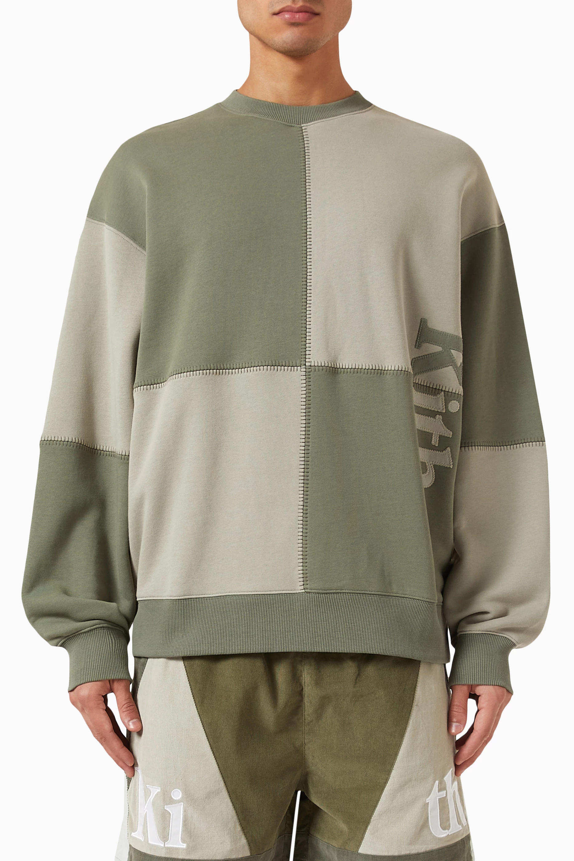 Buy Kith Grey Multi Panelled Nelson Sweatshirt in Cotton-fleece