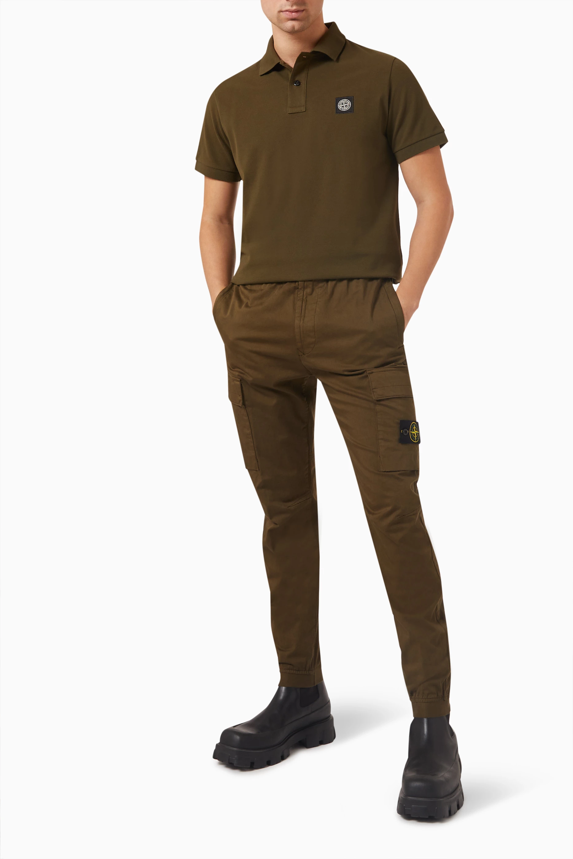 Stone island polo khaki discount